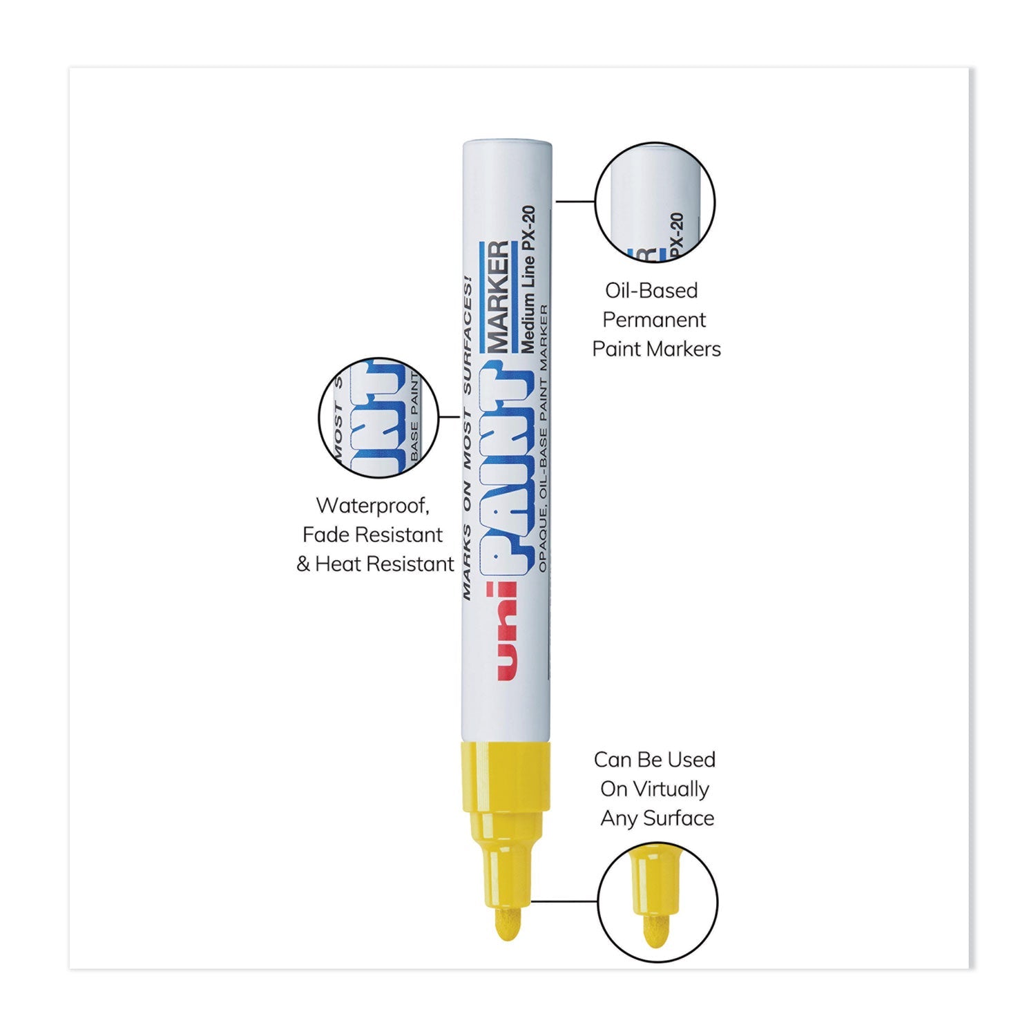uni®-Paint Permanent Marker, Medium Bullet Tip, Yellow