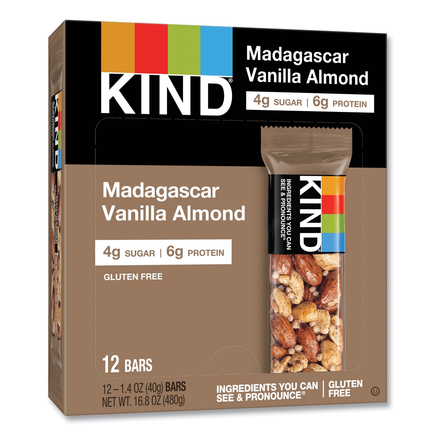 KIND Nuts And Spices Bar, Madagascar Vanilla Almond, 1.4 Oz, 12/box