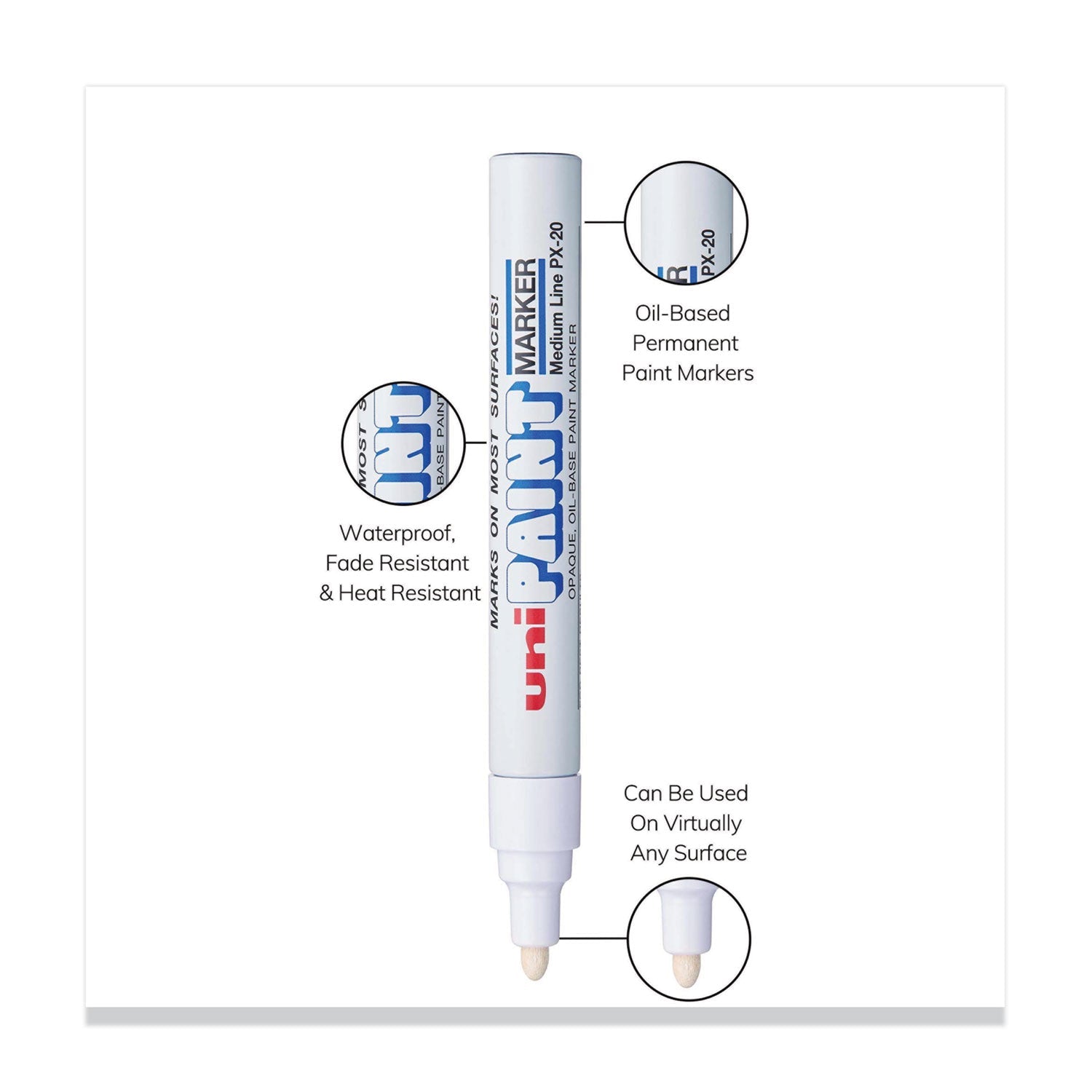 uni®-Paint Permanent Marker, Medium Bullet Tip, White