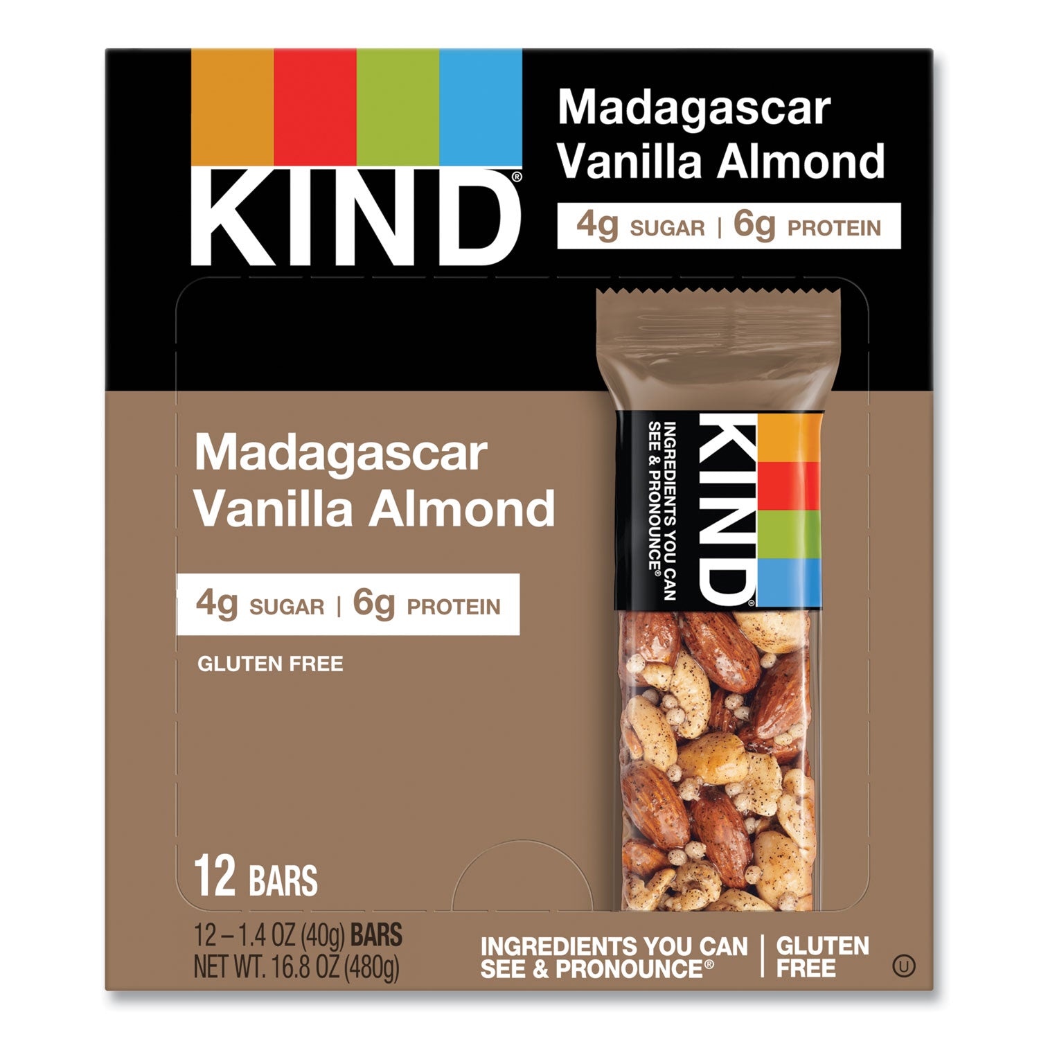 KIND Nuts And Spices Bar, Madagascar Vanilla Almond, 1.4 Oz, 12/box