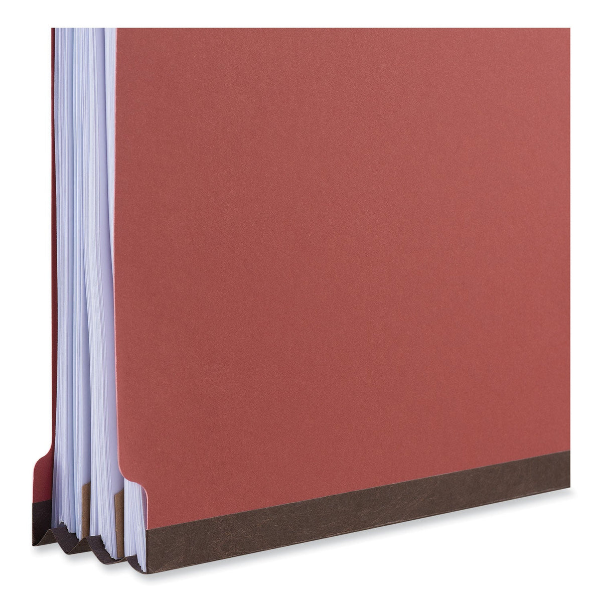 Universal® Four-Section Pressboard Classification Folders, 2" Expansion, 1 Divider, 4 Fasteners, Legal Size, Red Exterior, 10/Box