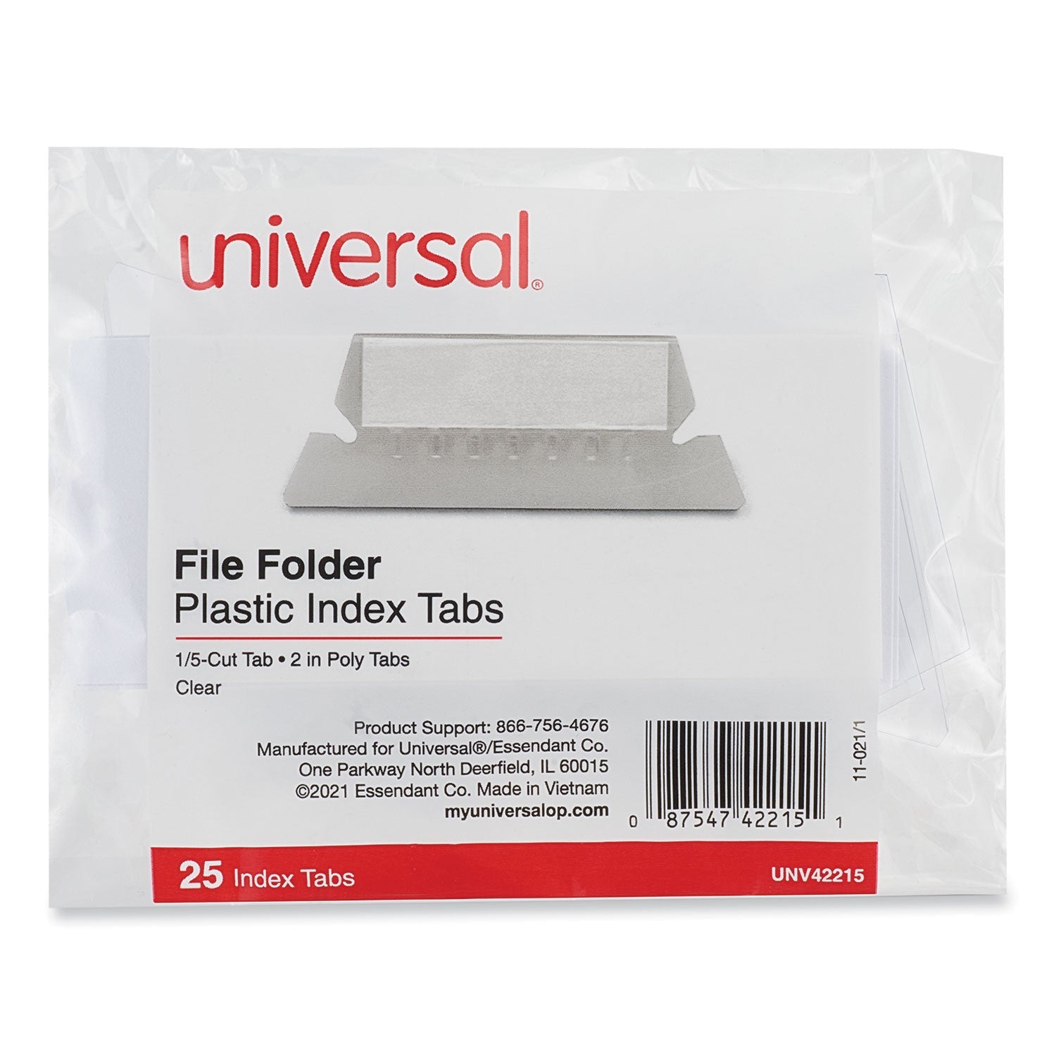 Hanging File Folder Plastic Index Tabs | 1/5-Cut
