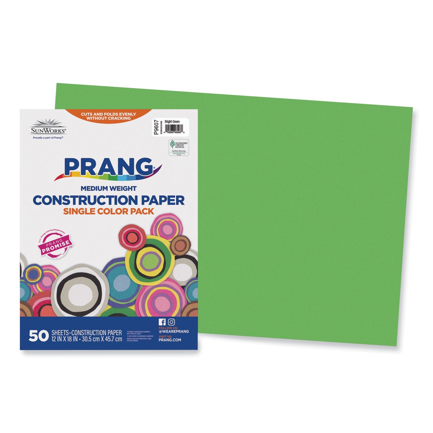 Prang SunWorks Bright Green Construction Paper 12x18