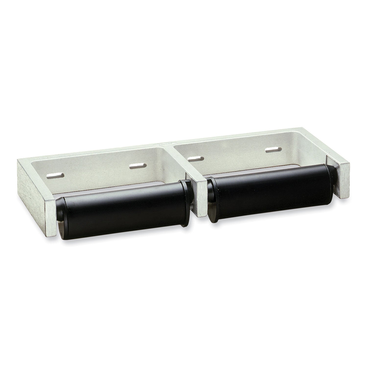 Bobrick ClassicSeries Toilet Tissue Dispenser for Two Rolls, Controlled Delivery, 12.5 x 4 86 x 1.5, Black/Aluminum