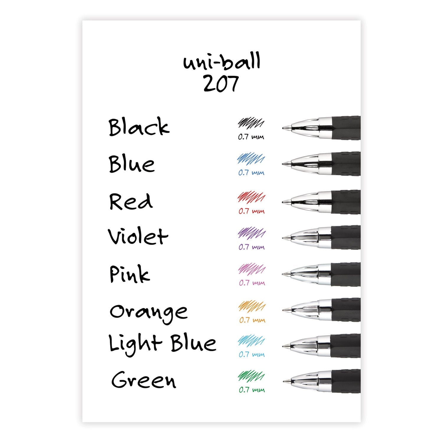 uniball® Signo 207 Gel Pen, Retractable, Medium 0.7 mm, Black Ink, Smoke/Black Barrel, 4/Pack