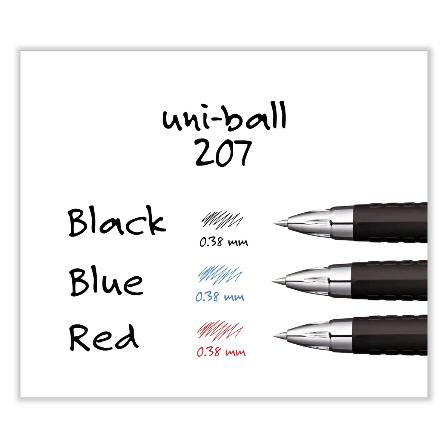 uniball® 207 Ultra Micro Gel Pen, Retractable, Ultra-Micro 0.38 mm, Black Ink, Clear/Black Barrel - Bloom Skins