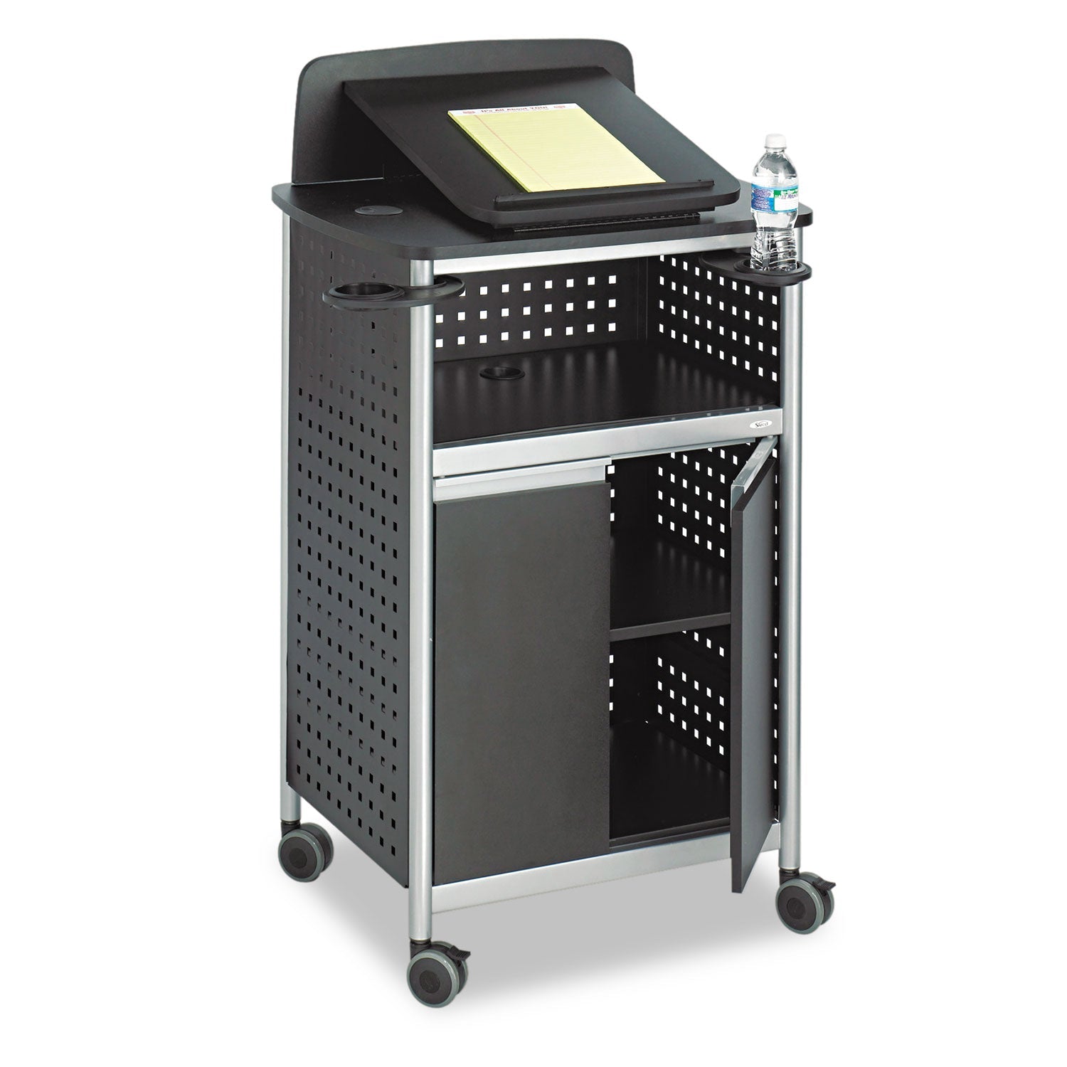 Safco® Scoot Multipurpose Mobile Lectern, 28.75 X 22 X 49.75, Black/silver