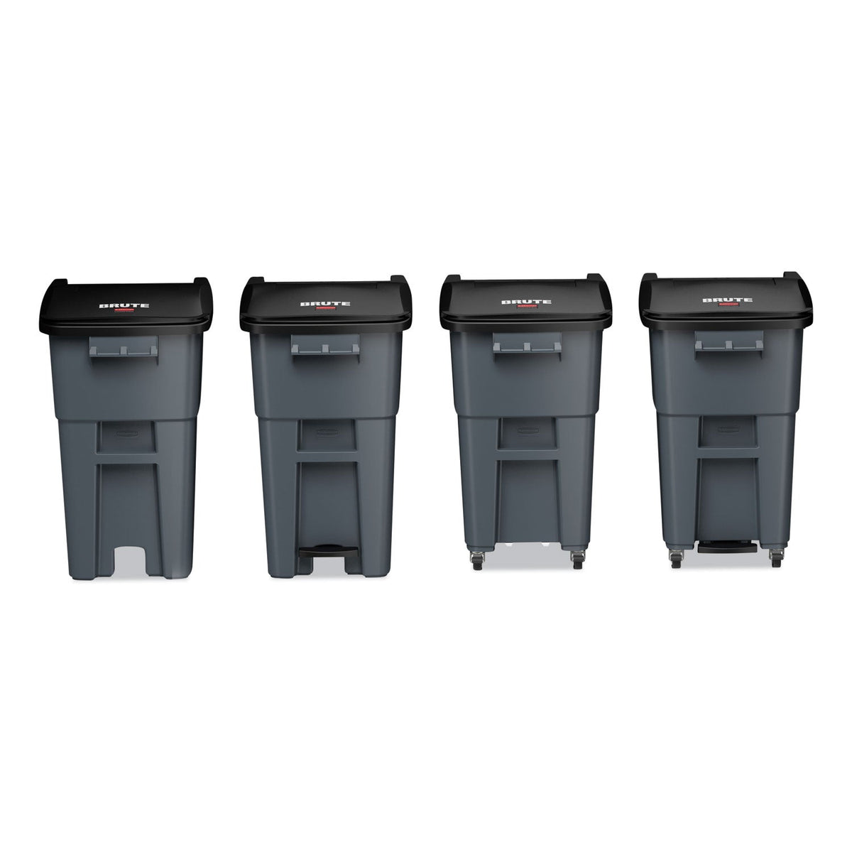 Rubbermaid® Commercial Brute Step-On Rollouts, 50 gal, Metal/Plastic, Gray