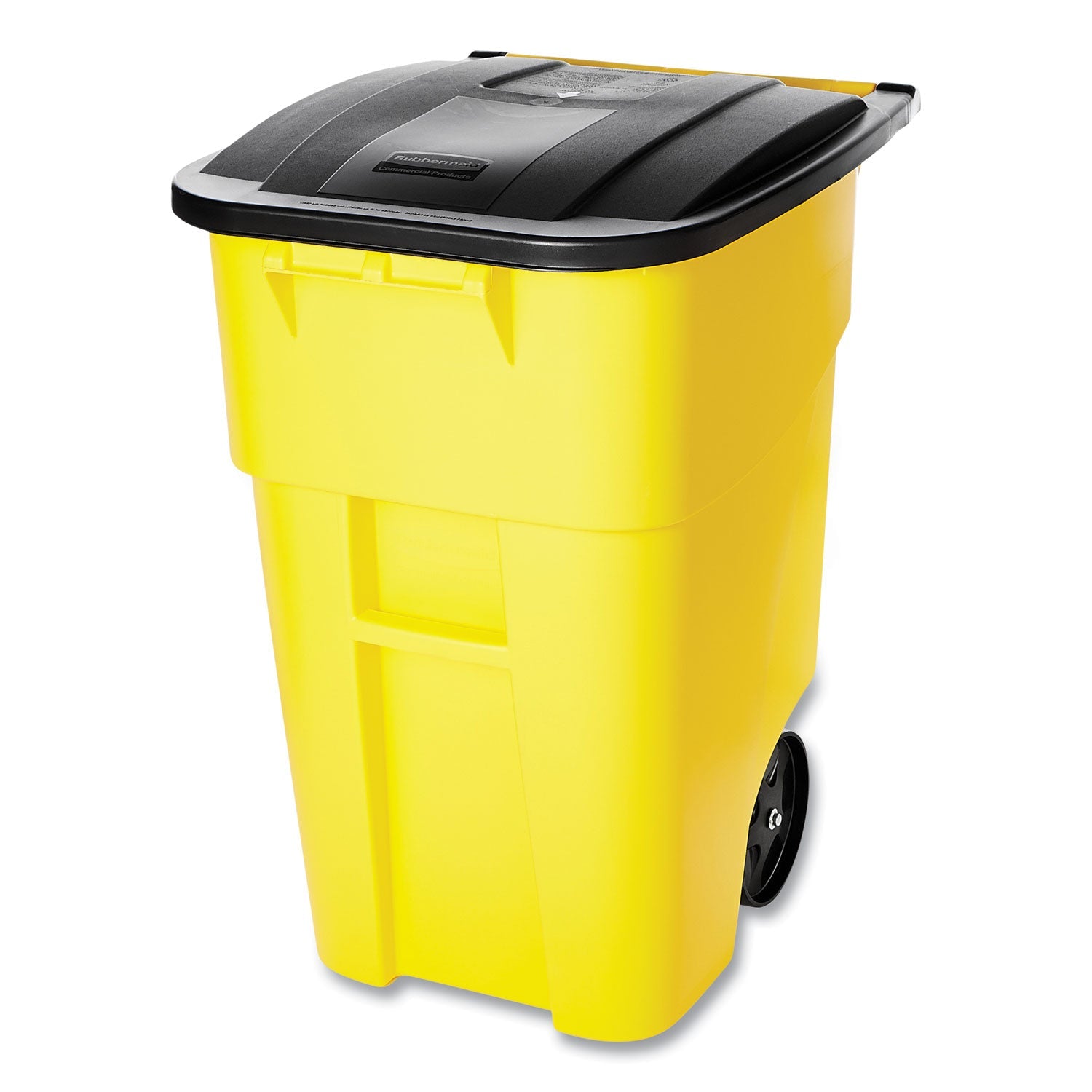 Rubbermaid® Commercial Square Brute Rollout Container, 50 gal, Molded Plastic, Yellow