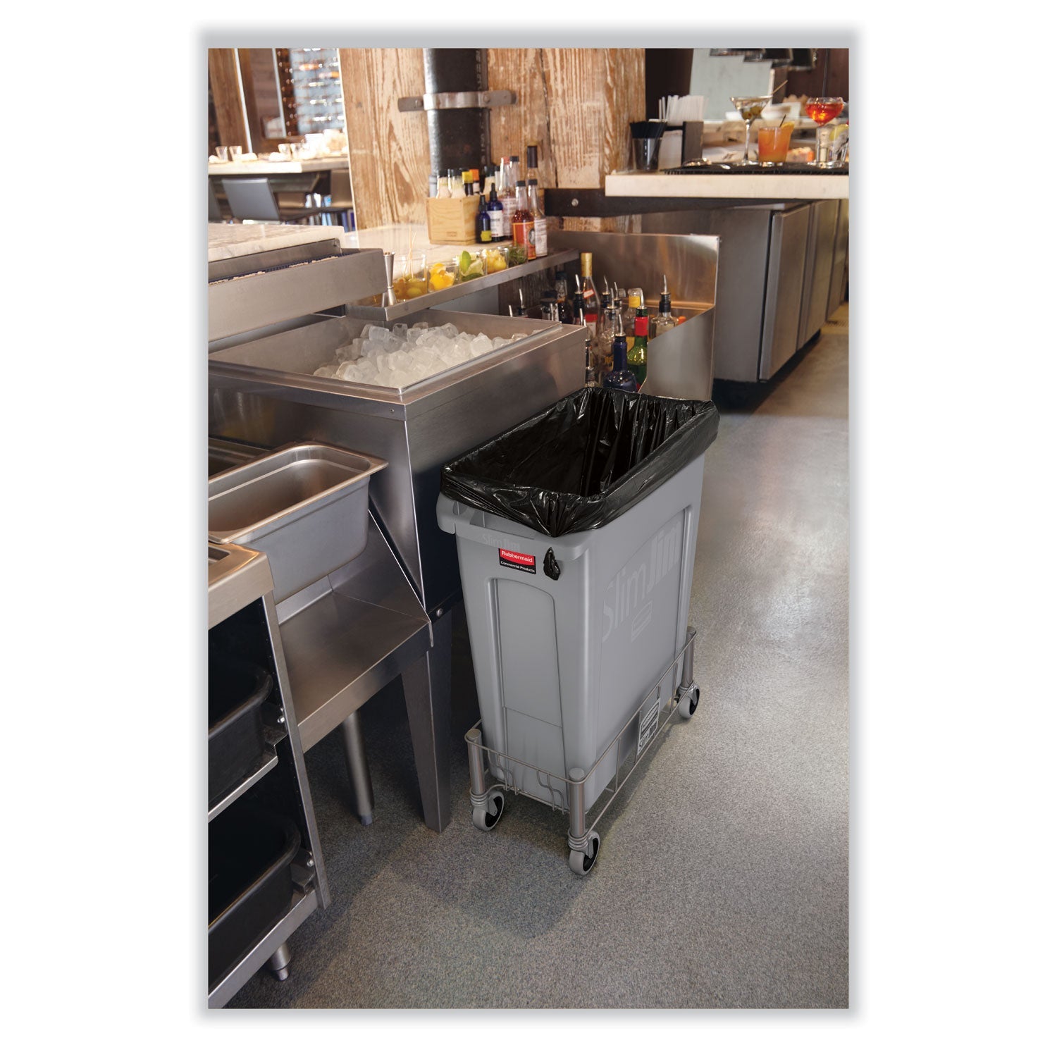 Rubbermaid® Commercial Slim Jim with Venting Channels, 23 gal, Plastic, Gray