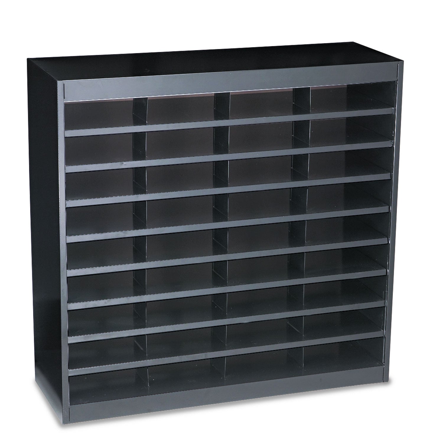Safco® Steel/Fiberboard E-Z Stor Sorter, 36 Compartments, 37.5 x 12.75 x 36.5, Black