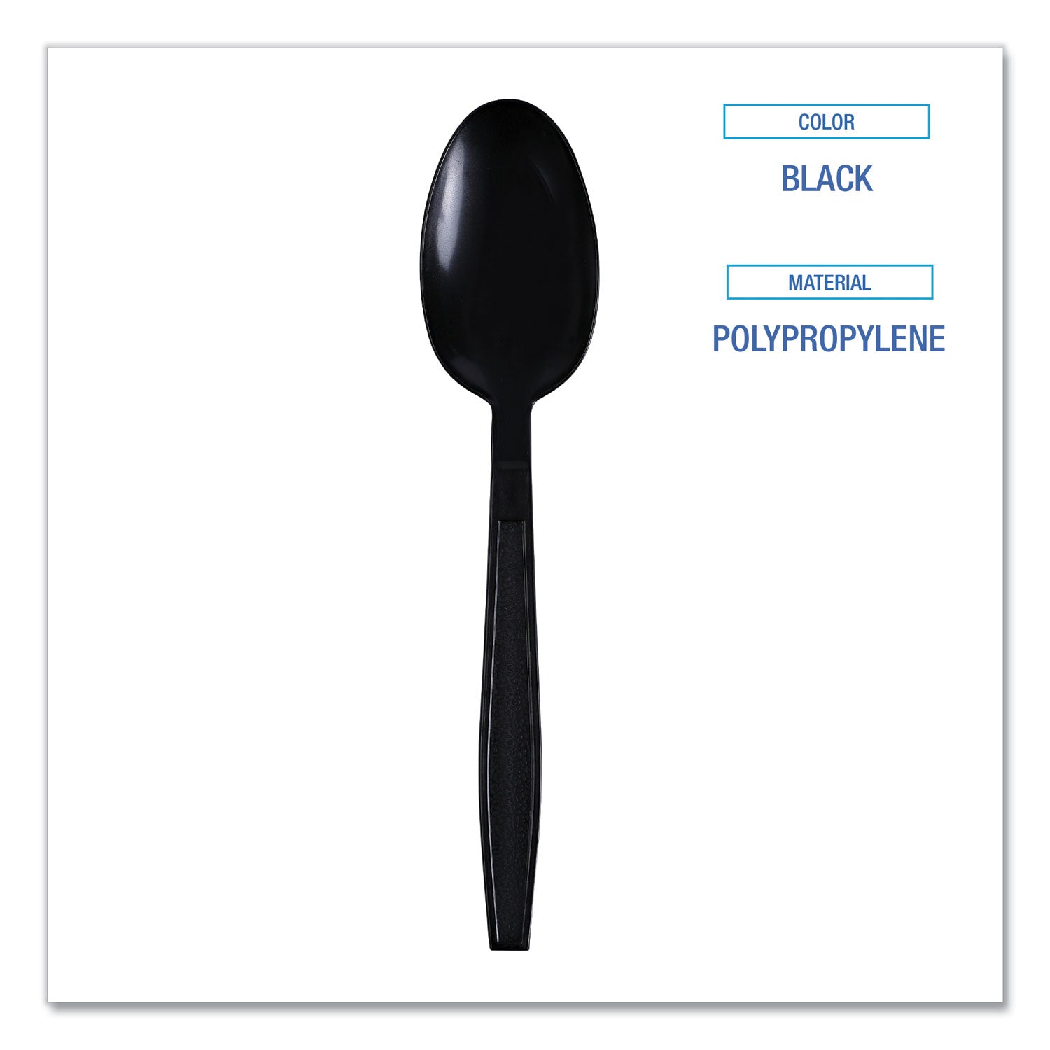 Boardwalk® Heavyweight Wrapped Polypropylene Cutlery, Spoon, Plastic, Black, 1,000/Carton