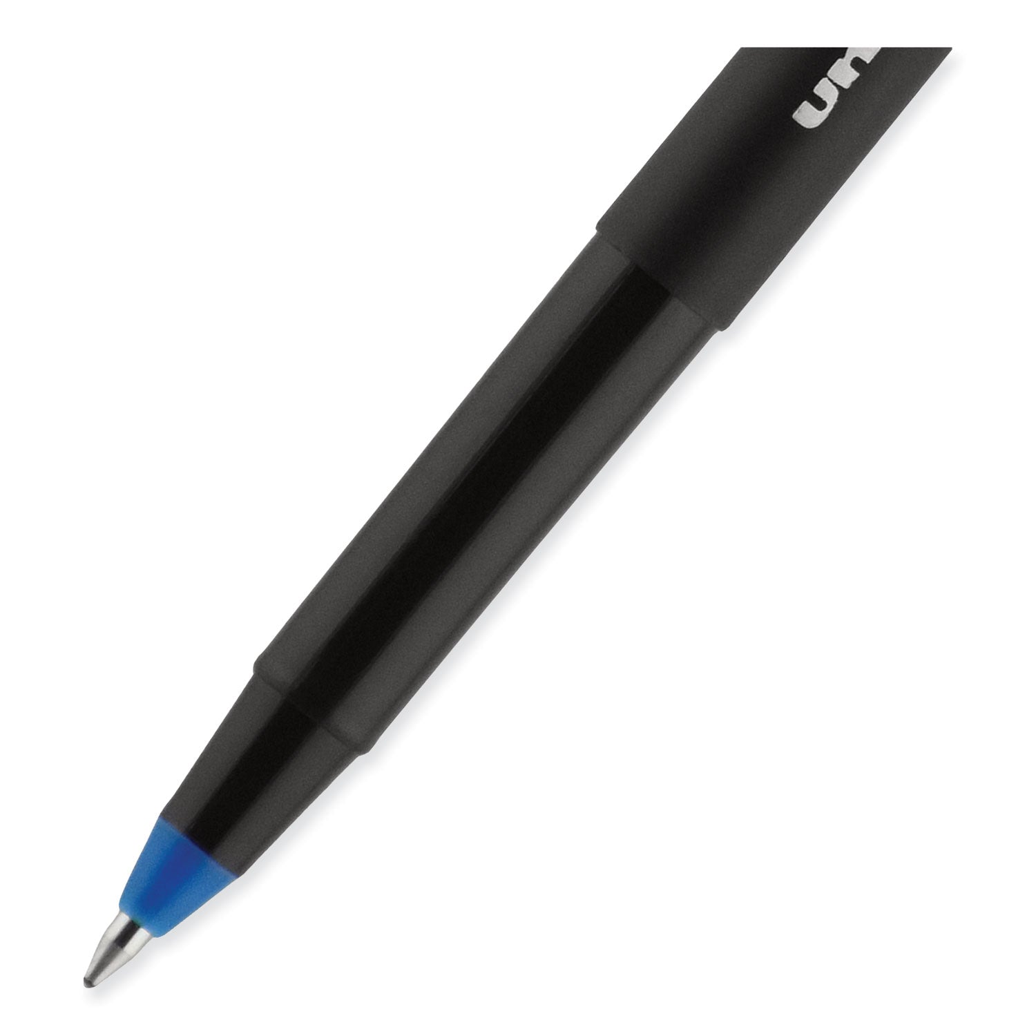 uniball® ONYX Rollerball Pen, Stick, Fine 0.7 mm, Blue Ink, Black/Blue Barrel, Dozen