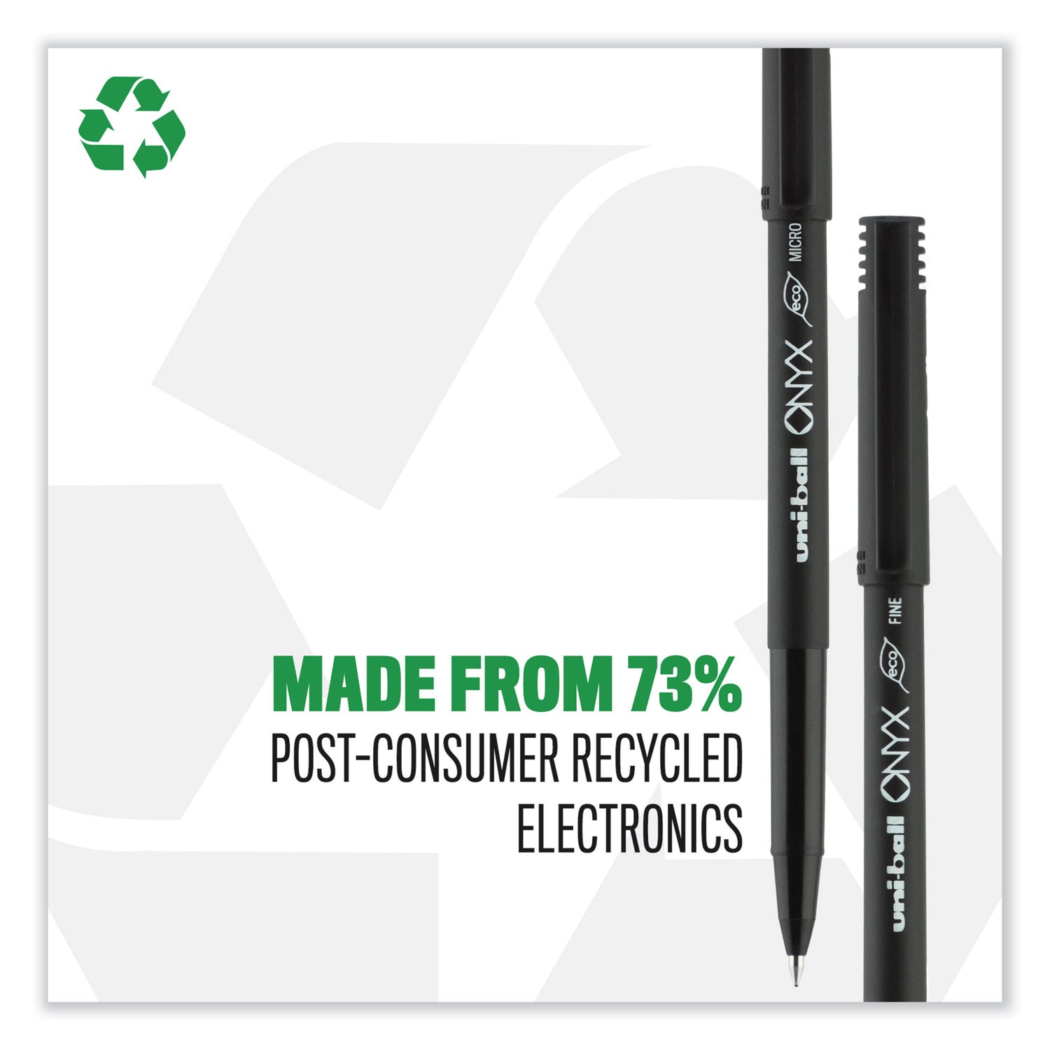 uniball® ONYX Rollerball Pen, Stick, Fine 0.7 mm, Blue Ink, Black/Blue Barrel, Dozen