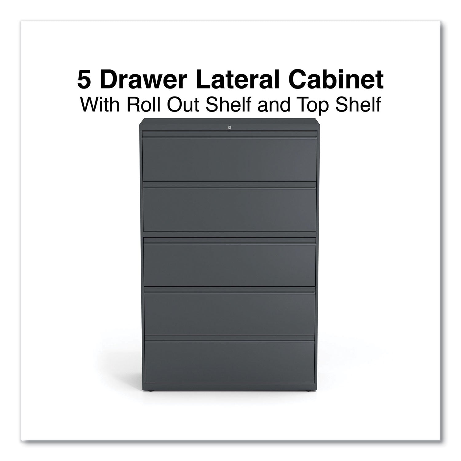 5-Drawer Lateral File | 42" Wide | Charcoal