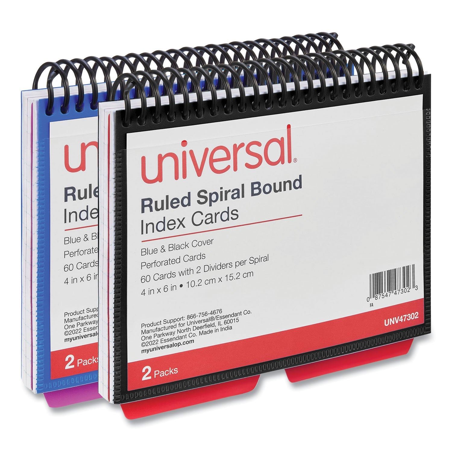 Universal® Spiral Bound Index Cards, Ruled, 4 X 6, White, 120/pack
