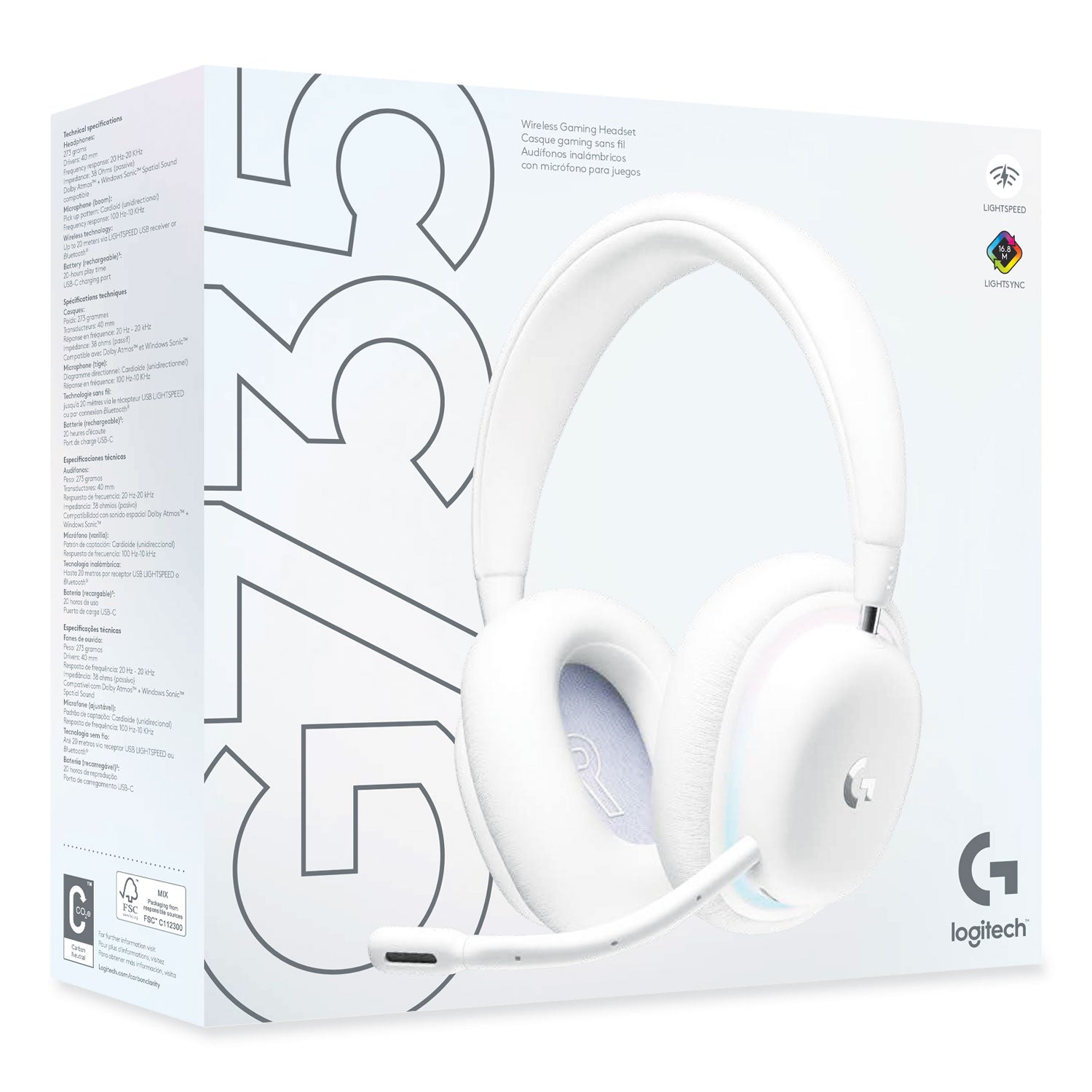 Logitech® G735 Wireless Gaming Binaural Over The Head Headset, White