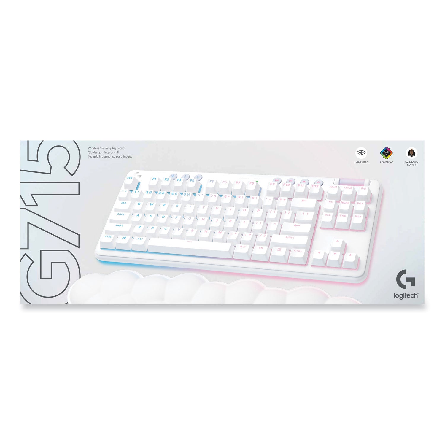 Logitech® G715 Wireless Gaming Keyboard, 87 Keys, White - Bloom Skins