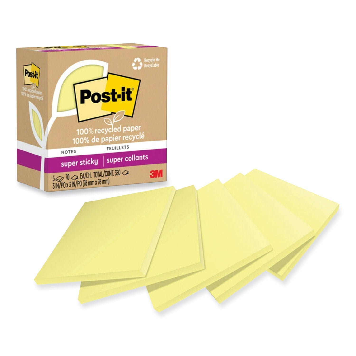 100% Recycled Super Sticky Notes | 5-Pack