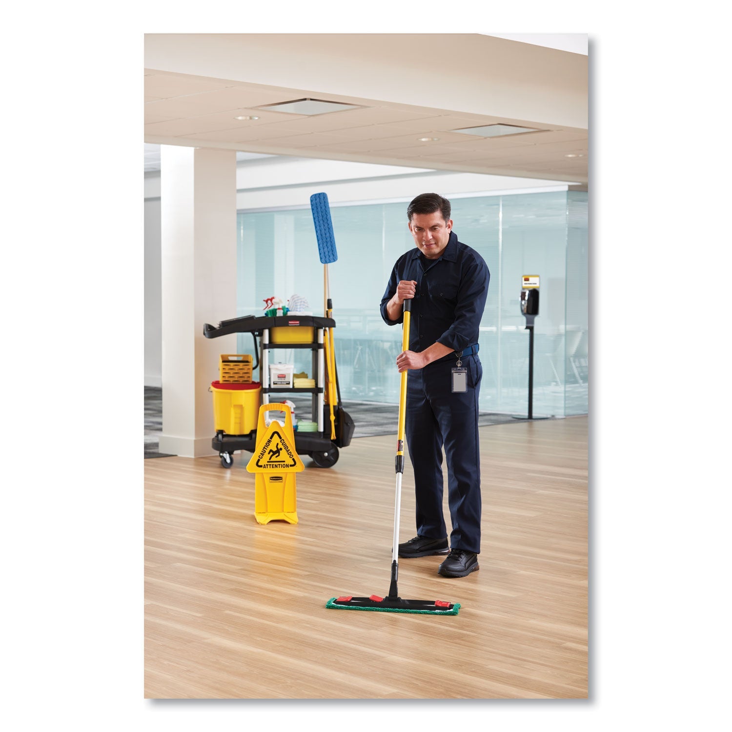 Rubbermaid® Commercial Adaptable Flat Mop Pads, Microfiber, 19.5 X 5.5, Blue