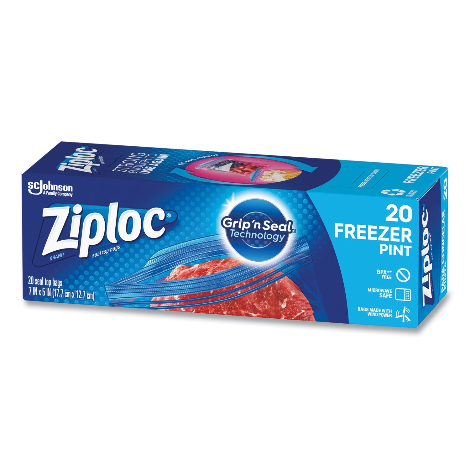 Ziploc® Zipper Freezer Bags, 16 oz, 7" x 5", Clear, 240/Carton - Bloom Skins