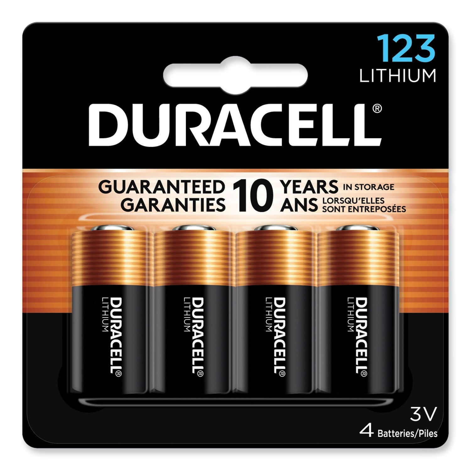Duracell® Specialty High-Power Lithium Batteries, 123, 3 V, 4/pack