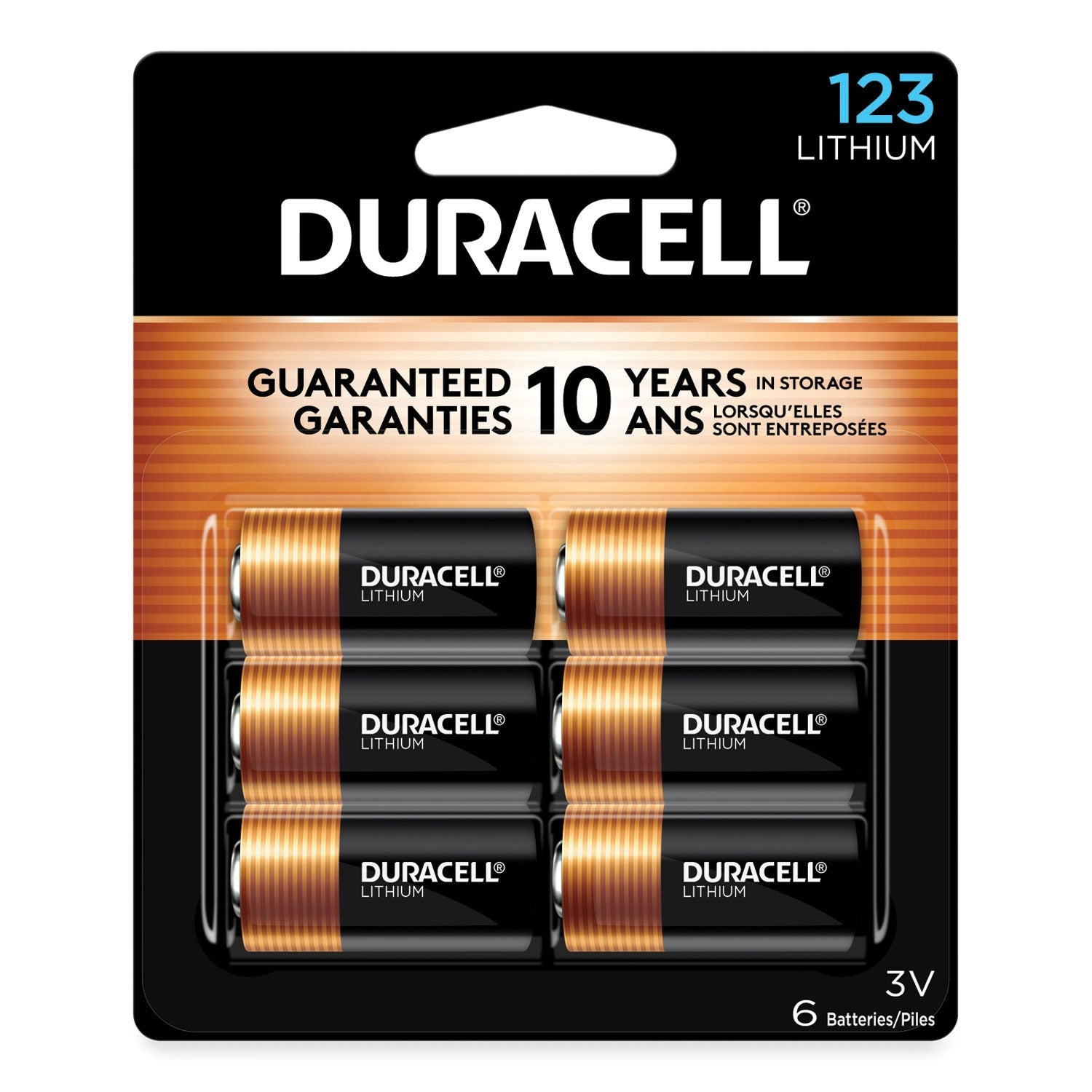 Duracell® Specialty High-Power Lithium Batteries, 123, 3 V, 6/pack