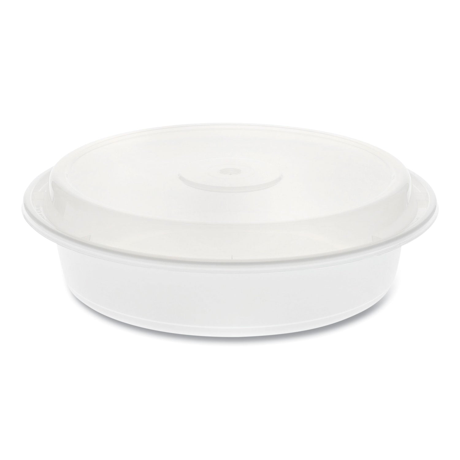 Pactiv Evergreen Newspring VERSAtainer Microwavable Containers, Round, 35 oz, 8 x 8 x 2.5, White/Clear, Plastic, 150/Carton - Bloom Skins