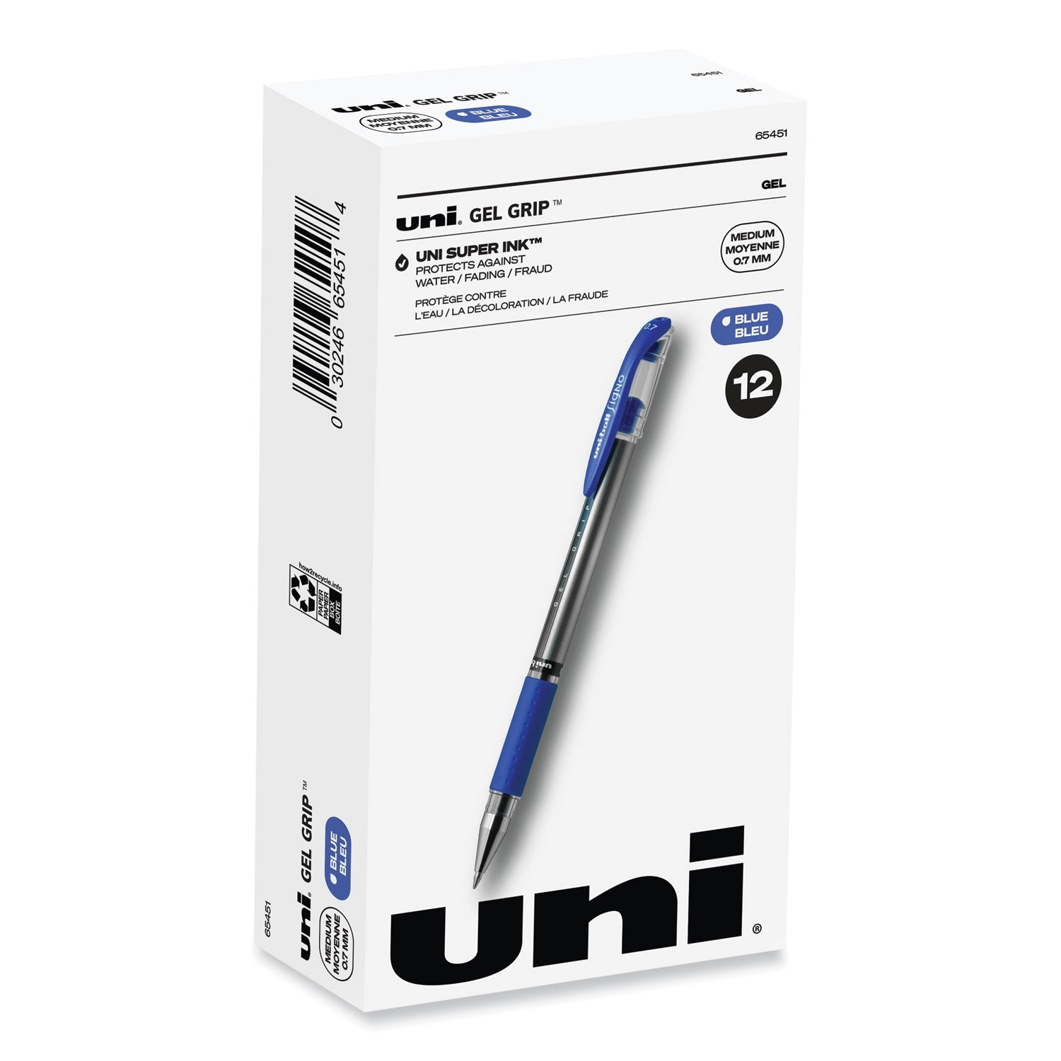 Signo GRIP Gel Pen | Blue Ink, 0.7mm, Dozen