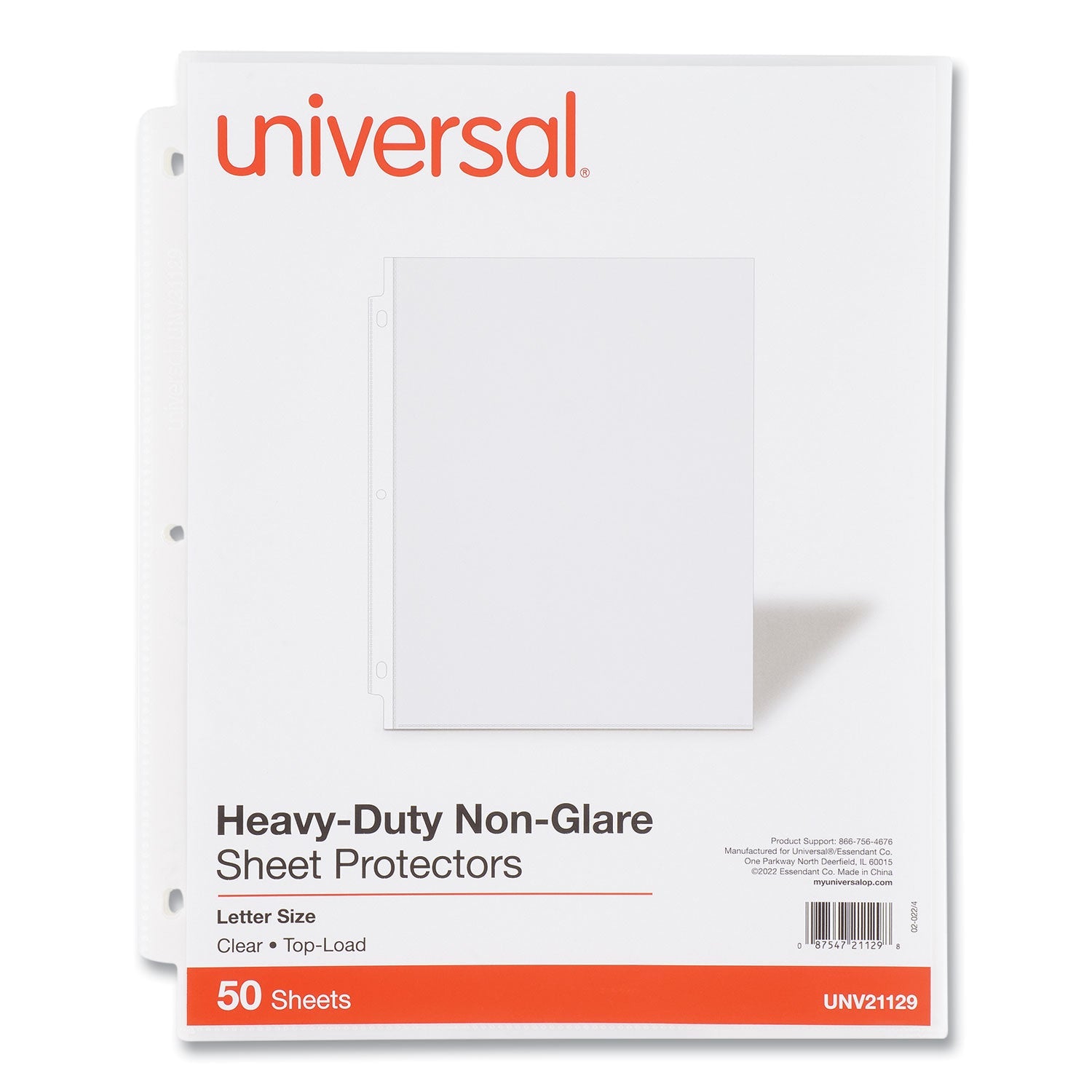 Universal® Top-Load Poly Sheet Protectors, Heavy Gauge, Nonglare, Clear 50/pack
