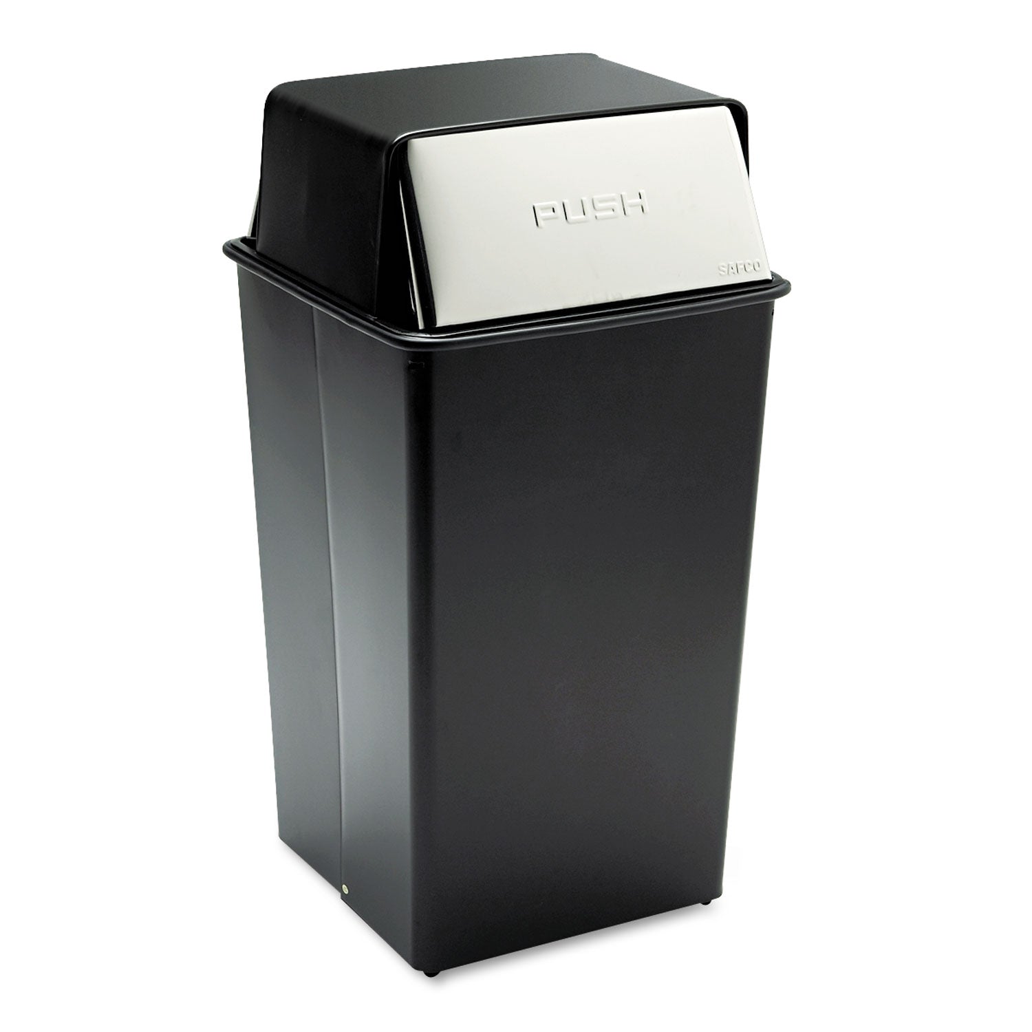 Push Top Square Receptacle | 36 Gal Black/Chrome