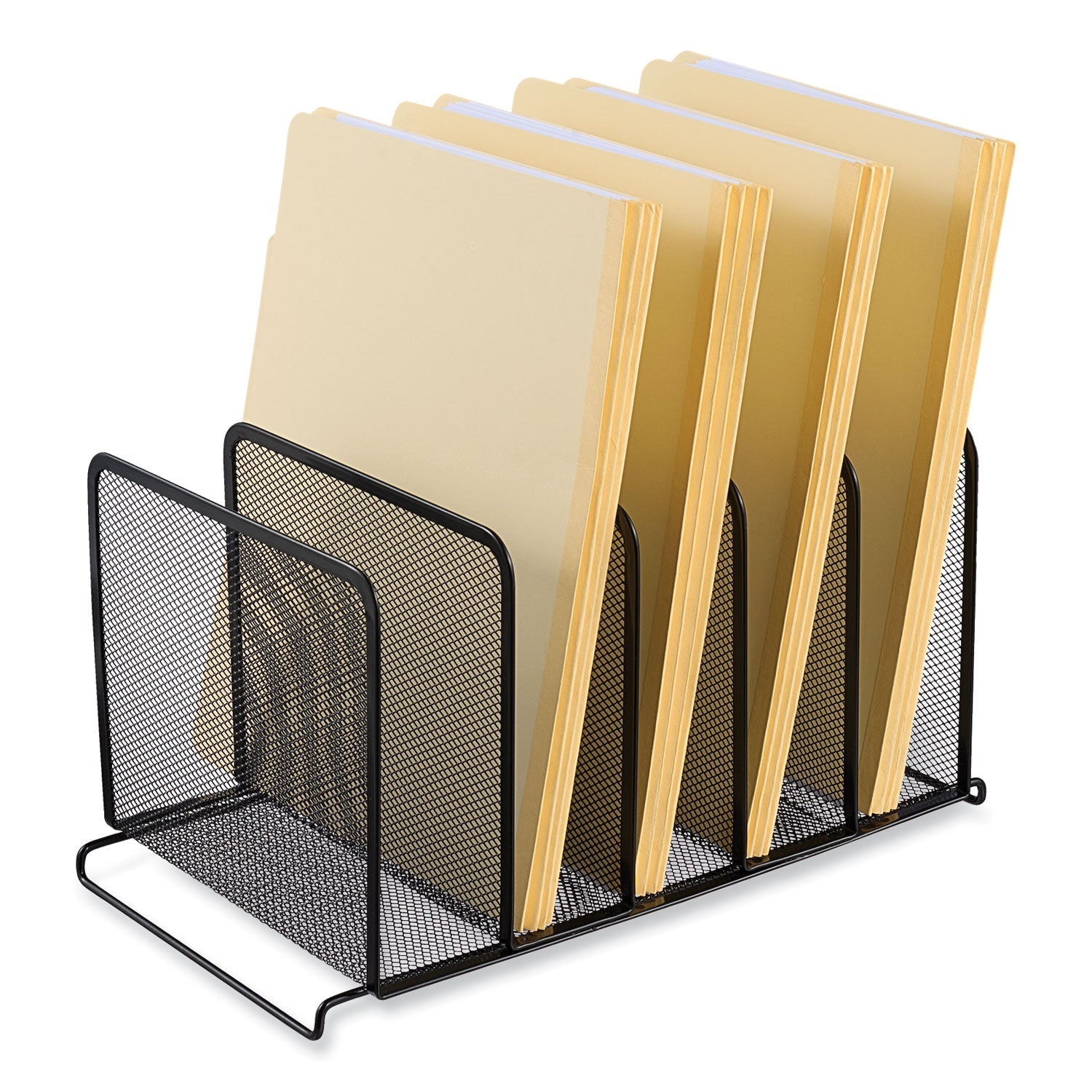 Universal® Deluxe Mesh Stacking Sorter, 5 Sections, Letter To Legal Size Files, 14.63" X 8.13" X 7.5", Black