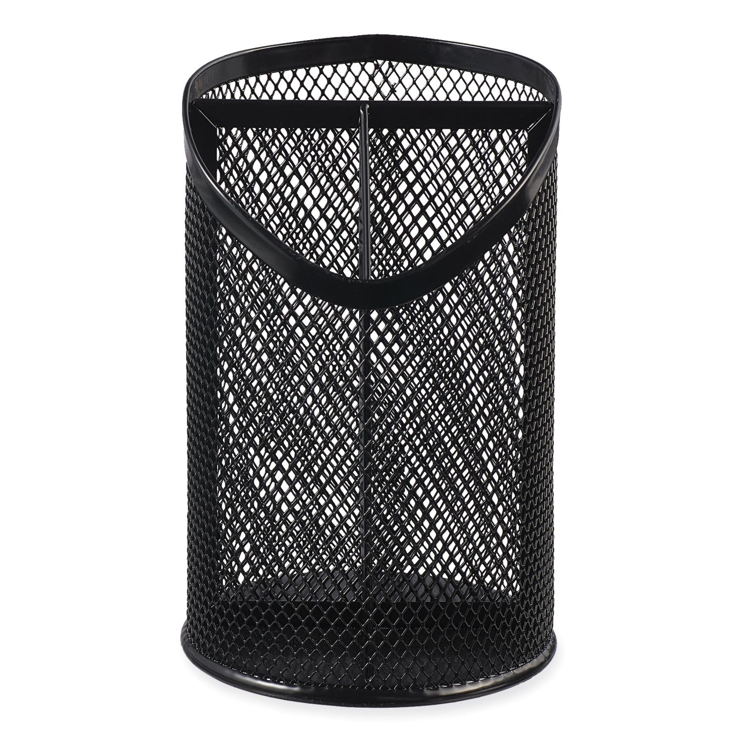 Universal® Metal Mesh 3-Compartment Pencil Cup, 4.13" Diameter x 6"h, Black