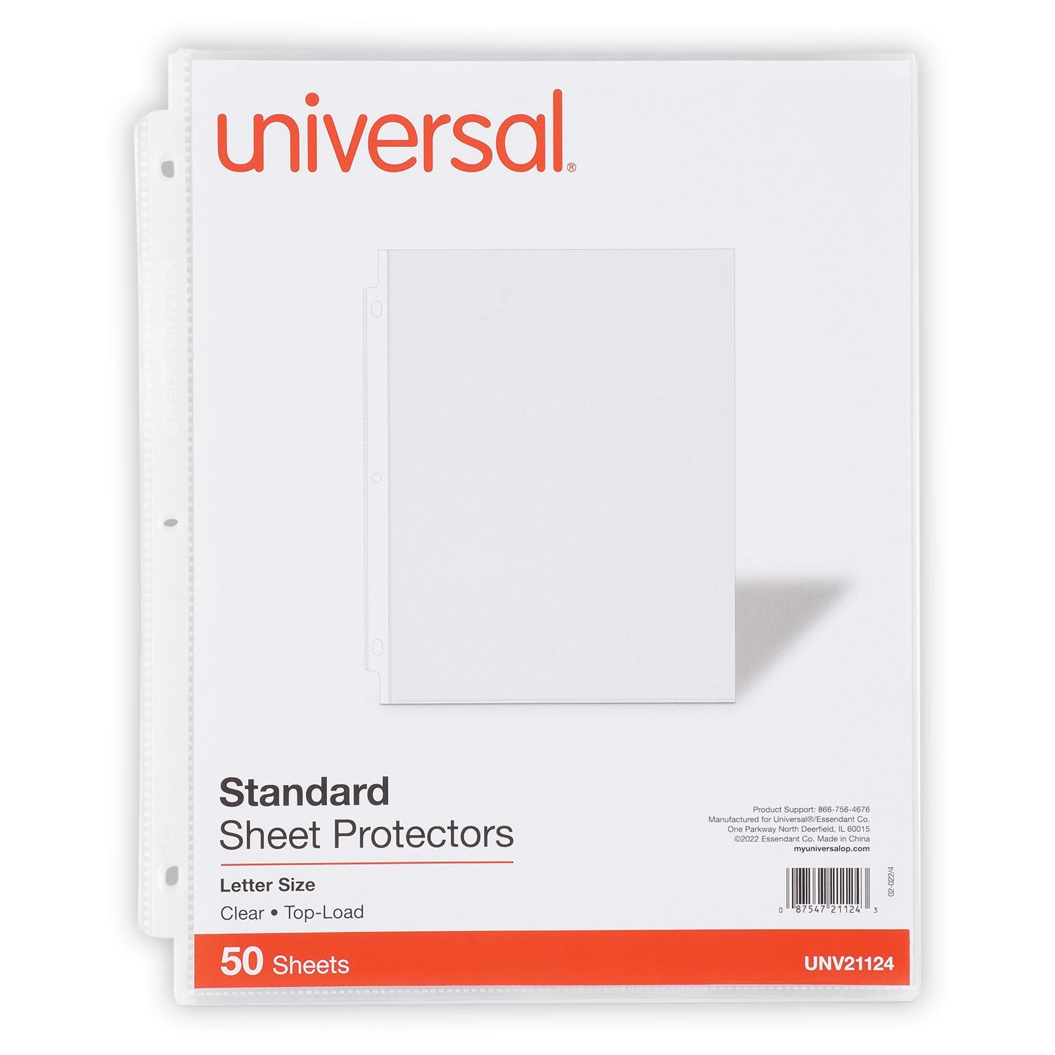 Universal® Top-Load Poly Sheet Protectors, Standard Gauge, Letter, Clear, 50/pack