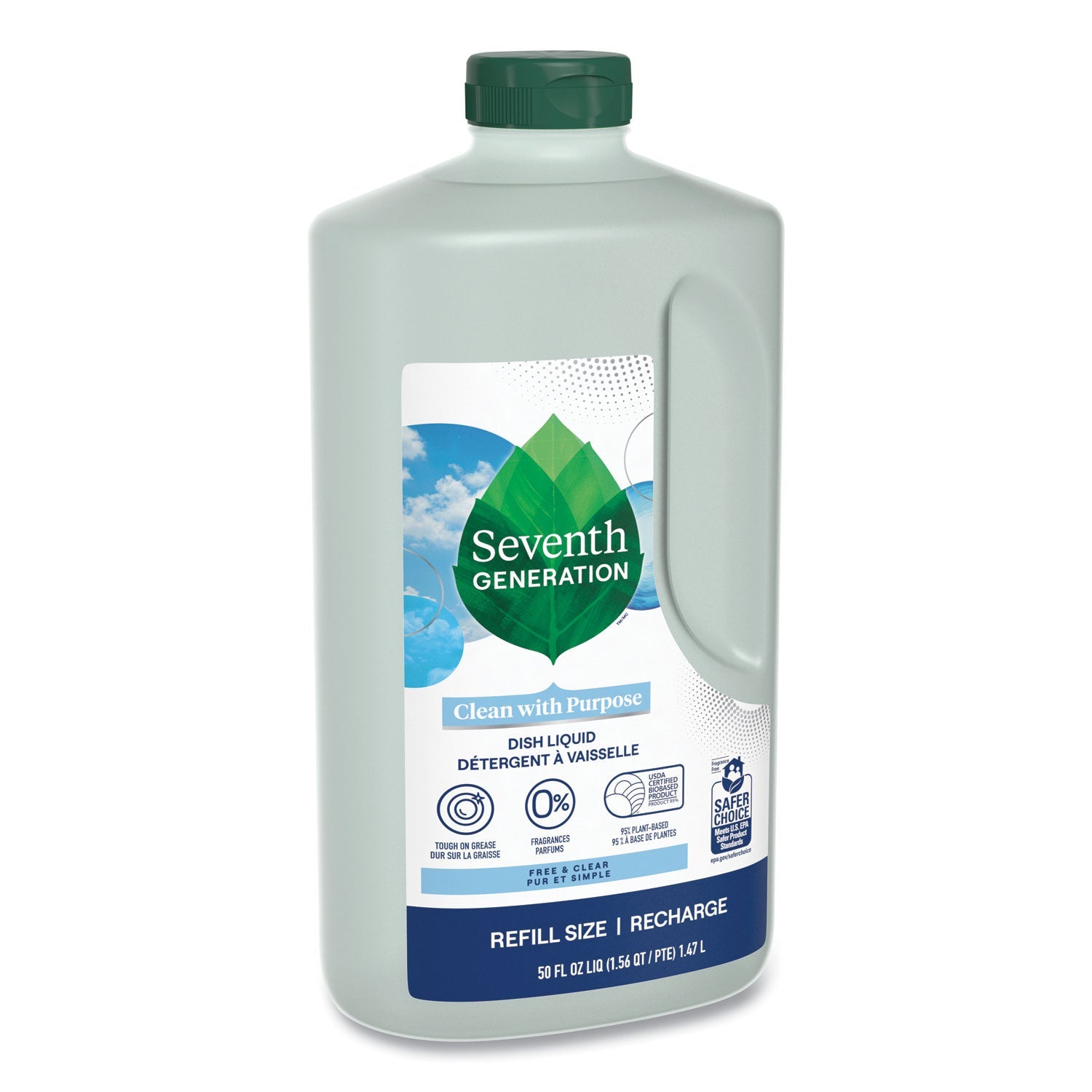 Seventh Generation® Natural Dishwashing Liquid, Free and Clear, 50 oz Bottle, 3/Carton