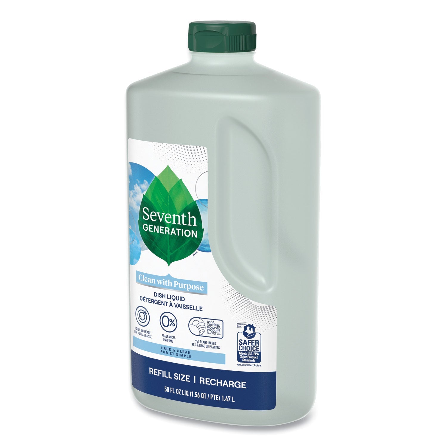 Seventh Generation® Natural Dishwashing Liquid, Free and Clear, 50 oz Bottle, 3/Carton