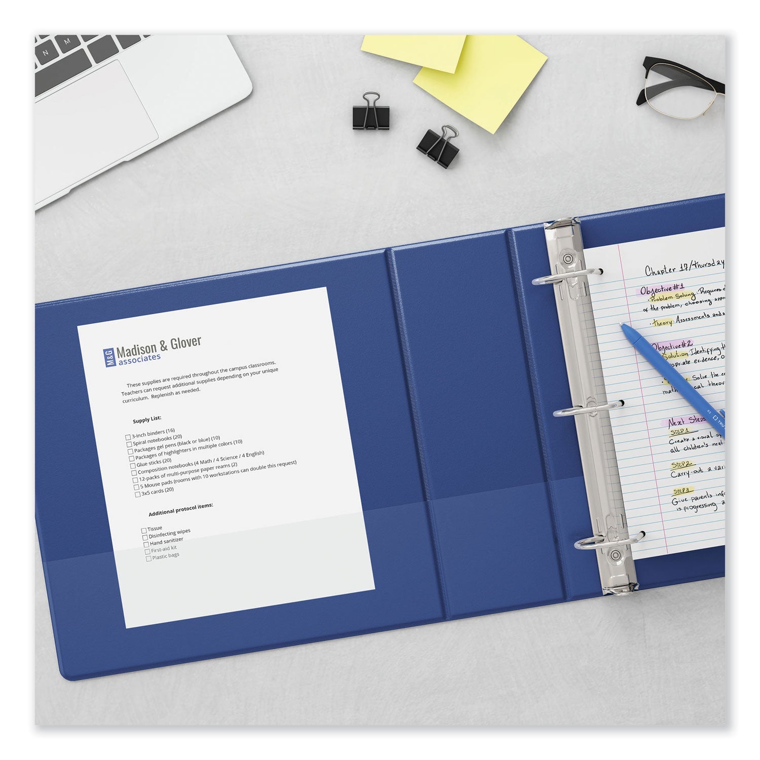 Universal® Slant D-Ring View Binder, 3 Rings, 1" Capacity, 11 x 8.5, Navy Blue