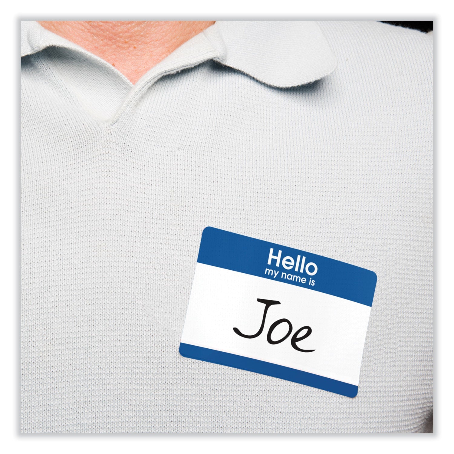 Avery® Printable Adhesive Name Badges, 3.38 X 2.33, Blue "hello", 100/pack