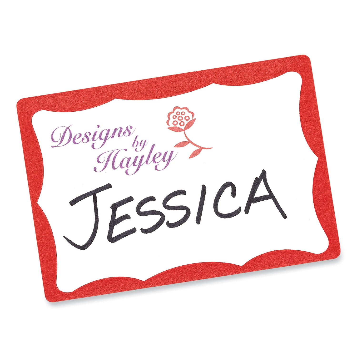 Avery® Printable Adhesive Name Badges, 3.38 X 2.33, Red Border, 100/pack