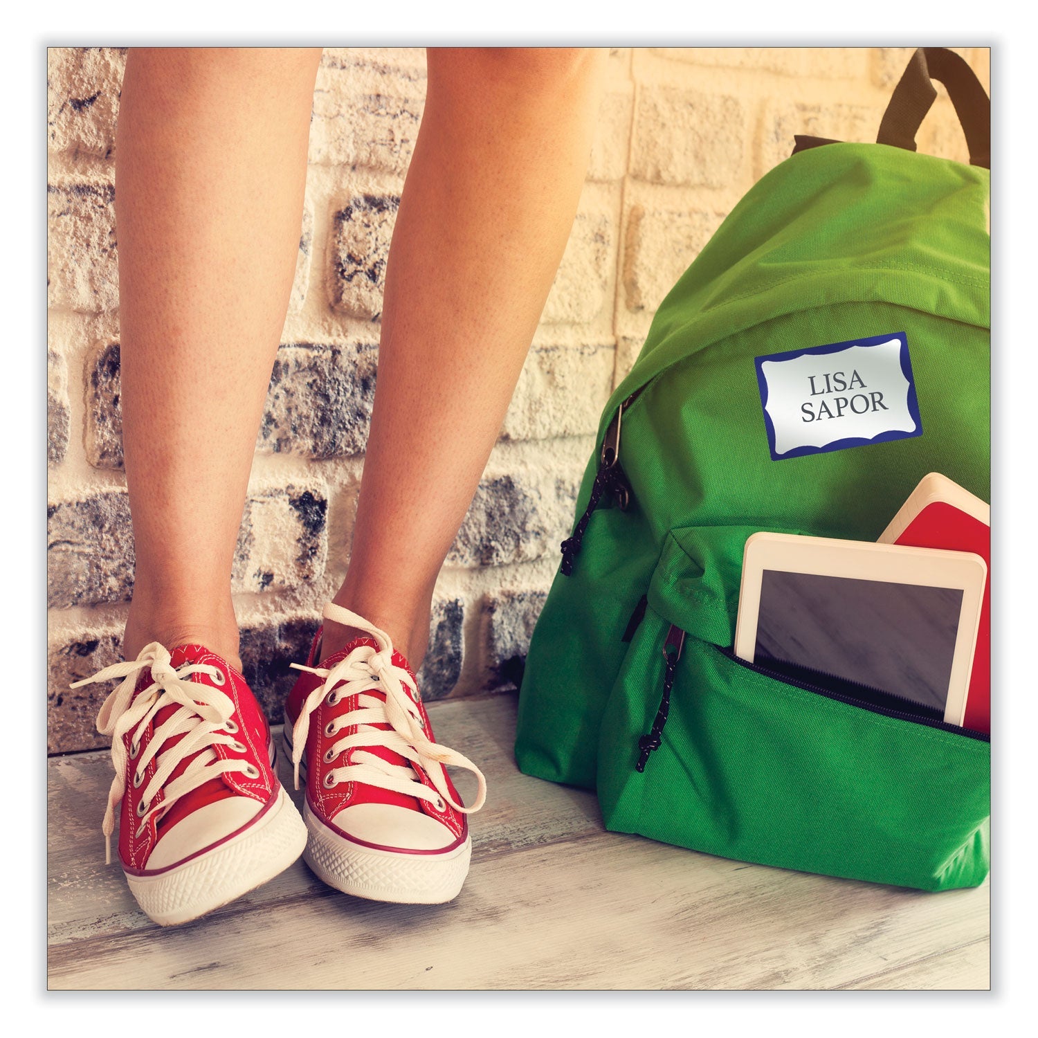 Avery® Printable Adhesive Name Badges, 3.38 X 2.33, Blue Border, 100/pack