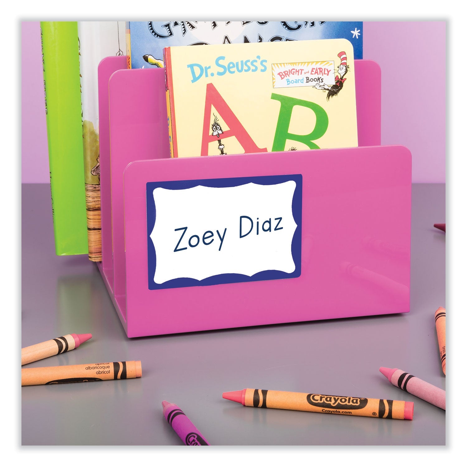 Avery® Printable Adhesive Name Badges, 3.38 X 2.33, Blue Border, 100/pack