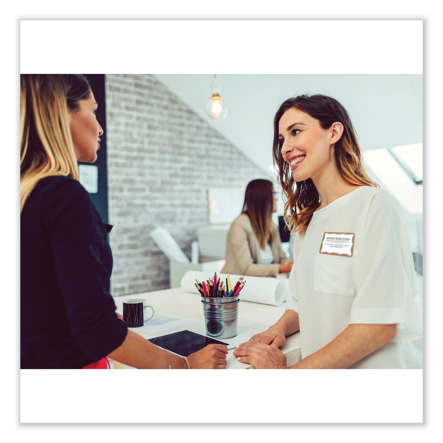 Avery® Printable Adhesive Name Badges, 3.38 X 2.33, Gold Border, 100/pack