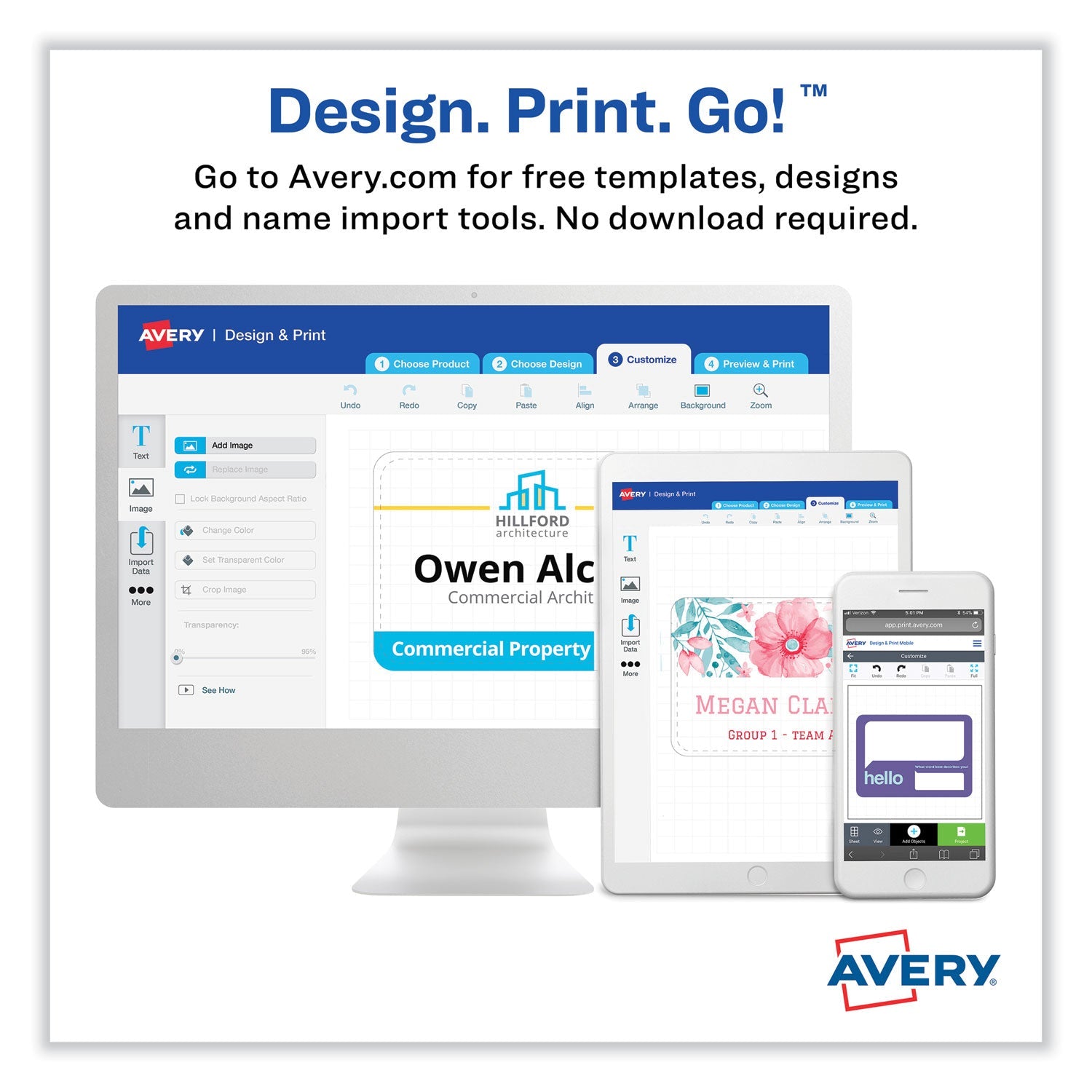 Avery® Printable Adhesive Name Badges, 3.38 X 2.33, White, 100/pack