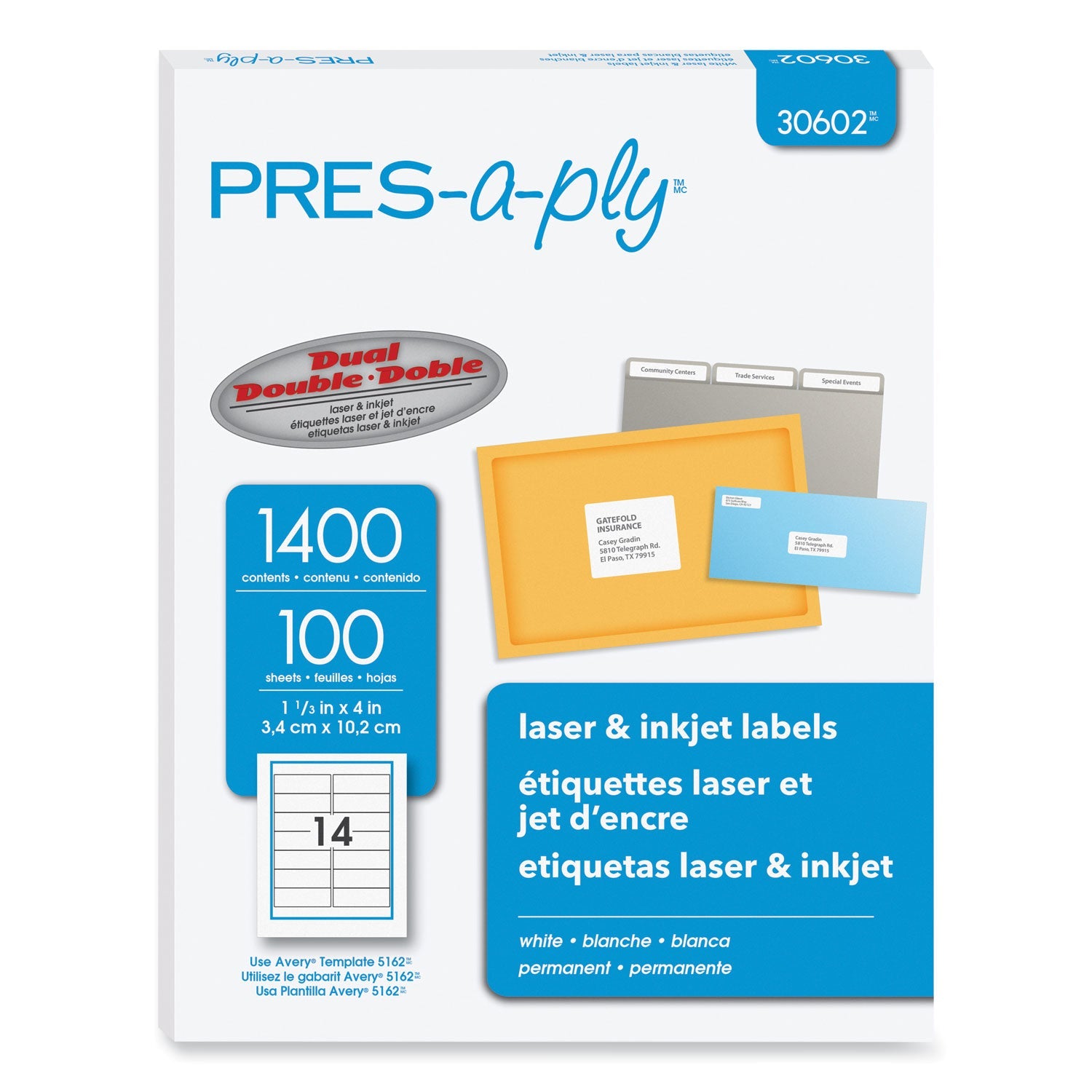 PRES-a-ply Labels | 1.33x4 White | 1400/box