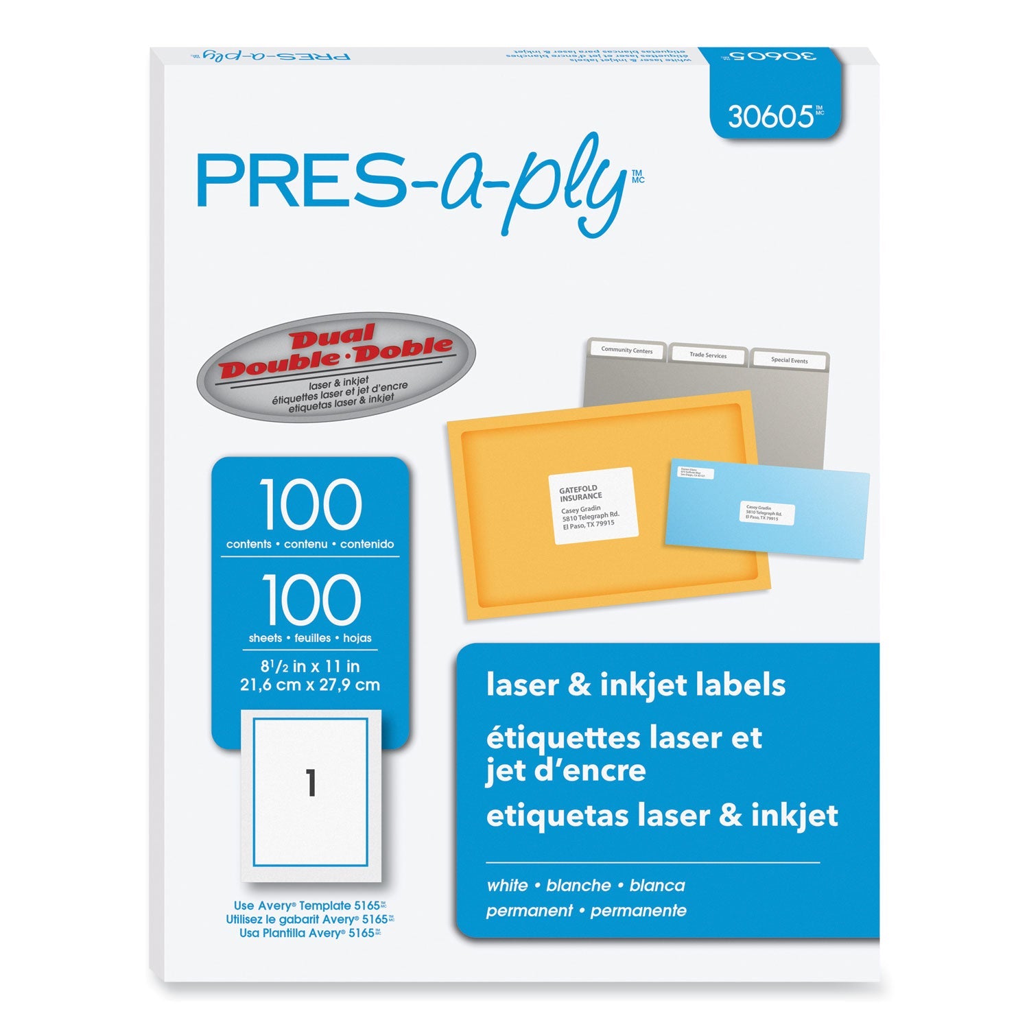 PRES-a-ply Labels | 8.5x11 White | 100/box