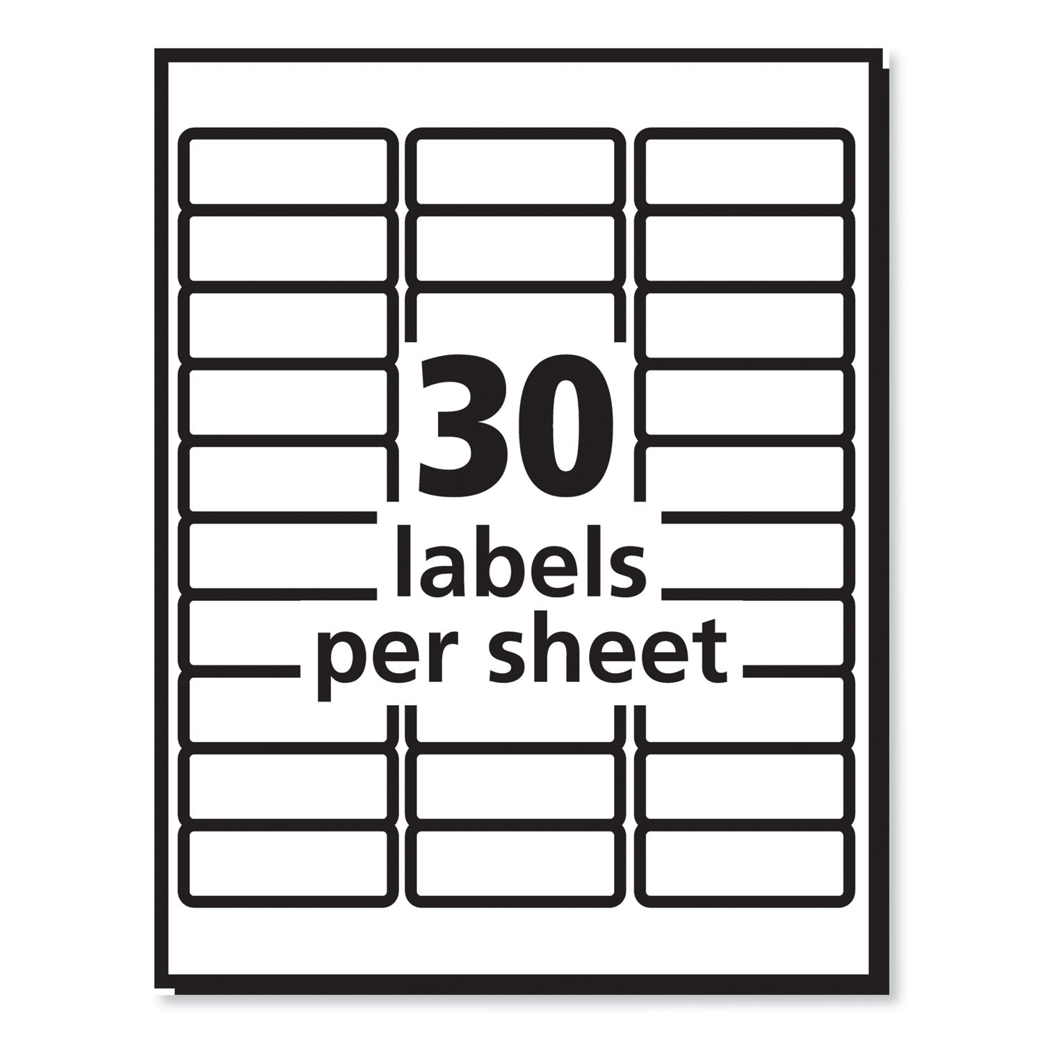 PRES-a-ply® Labels, Laser Printers, 1 X 2.63, White, 30/sheet, 250 Sheets/box