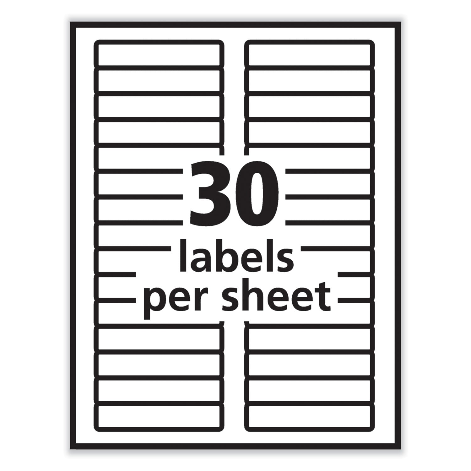 PRES-a-ply® Labels, 0.66 X 3.44, White, 30/sheet, 50 Sheets/box