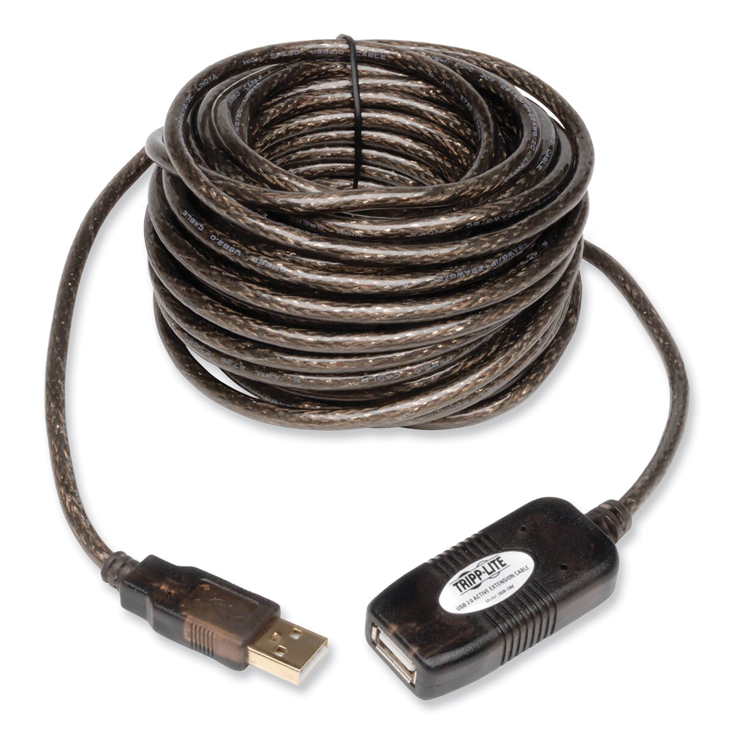 Tripp Lite by Eaton USB 2.0 Active Extension Cable, A to A (M/F), 16 ft, Black
