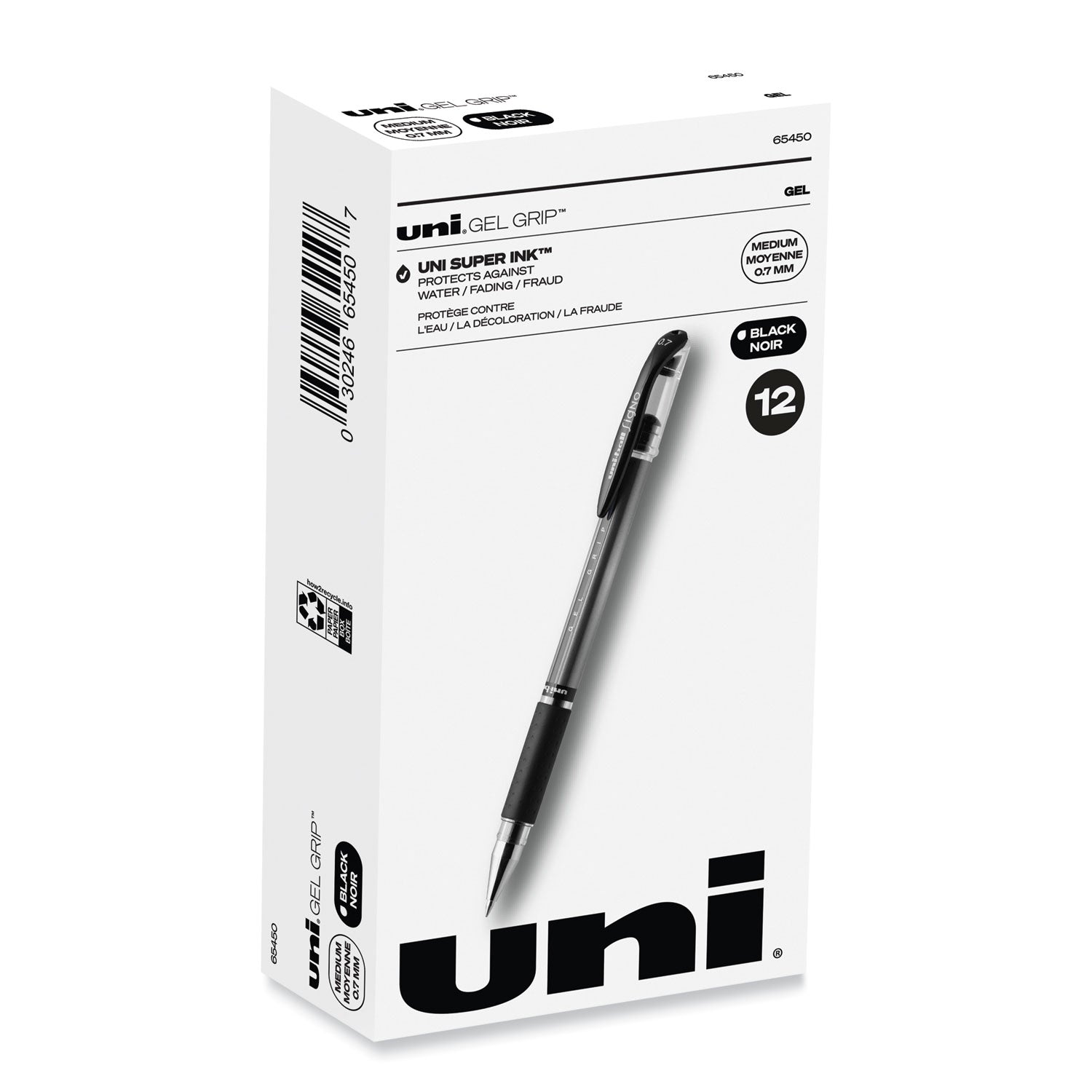 Signo GRIP Gel Pen | Black Ink, 0.7mm, Dozen