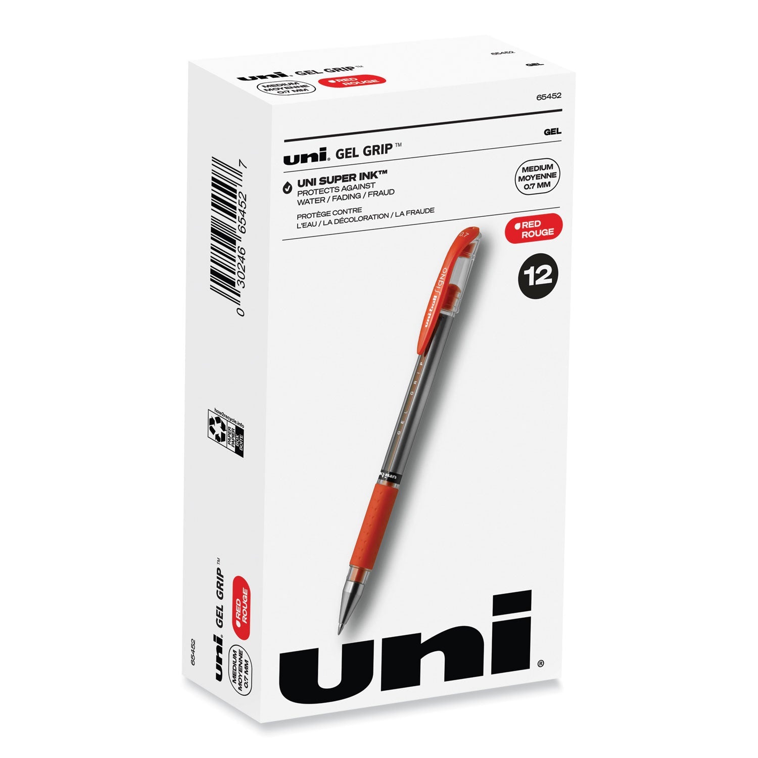 Signo GRIP Gel Pen | Red Ink, 0.7mm, Dozen